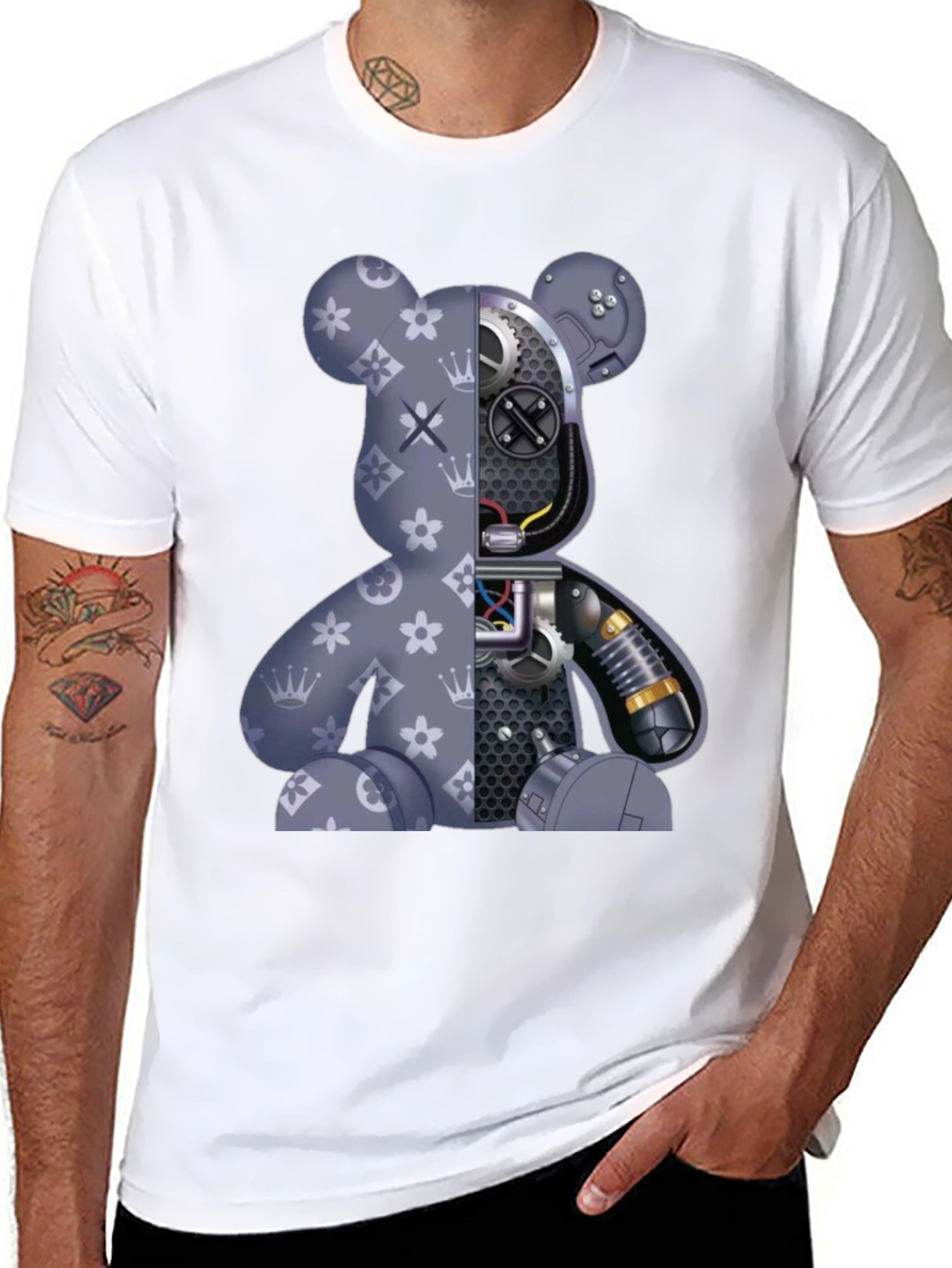 Robot Bear Graphic T-Shirt