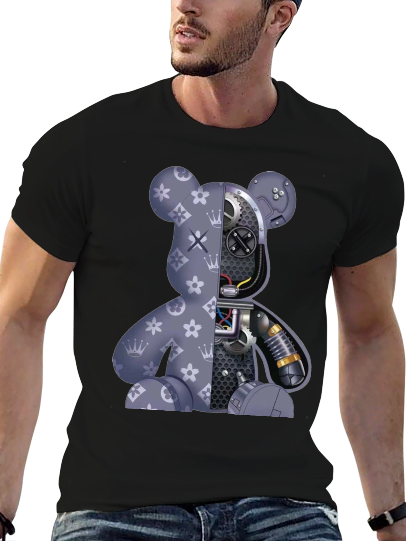 Robot Bear Graphic T-Shirt