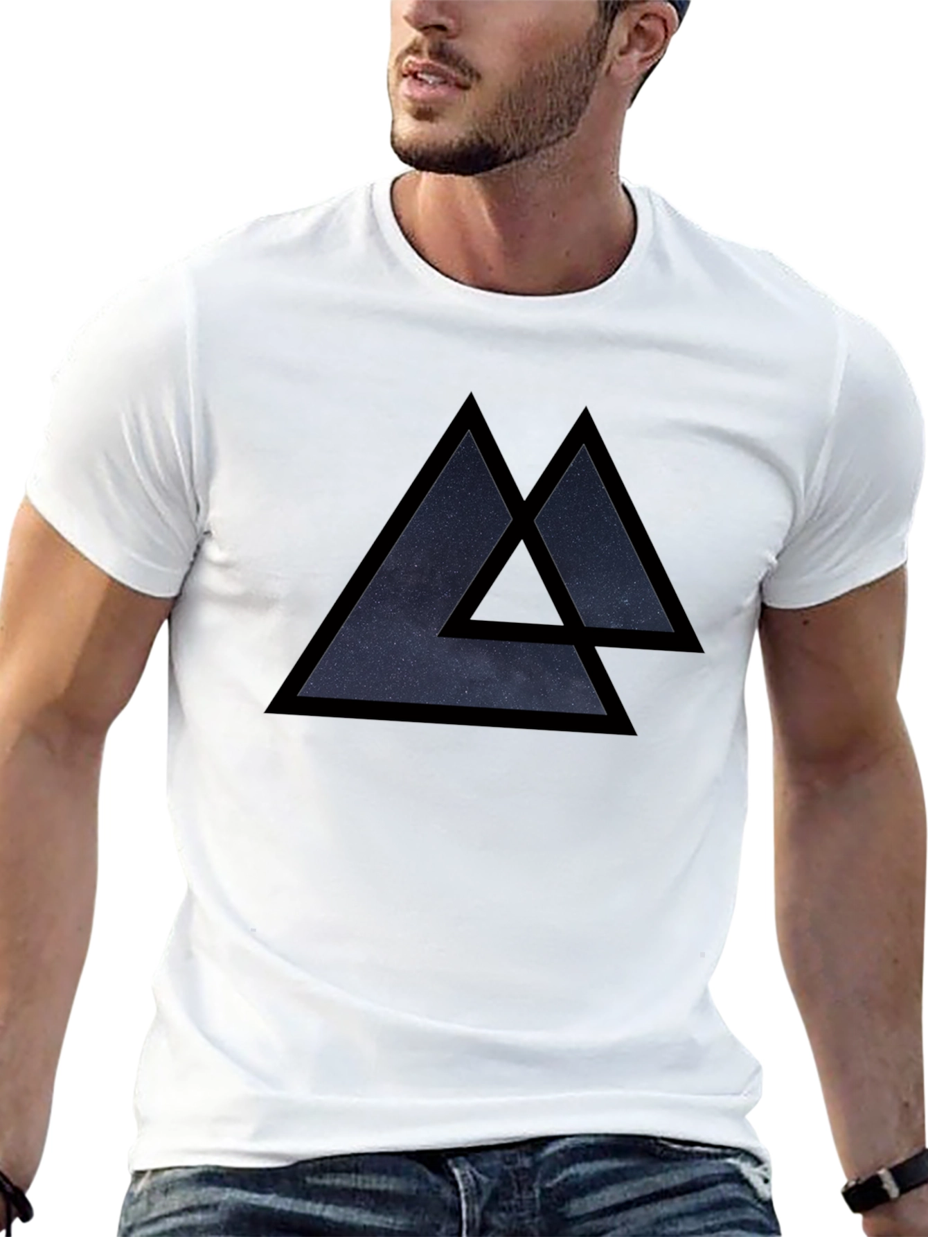 Geometric Triangle Graphic Tee - Black