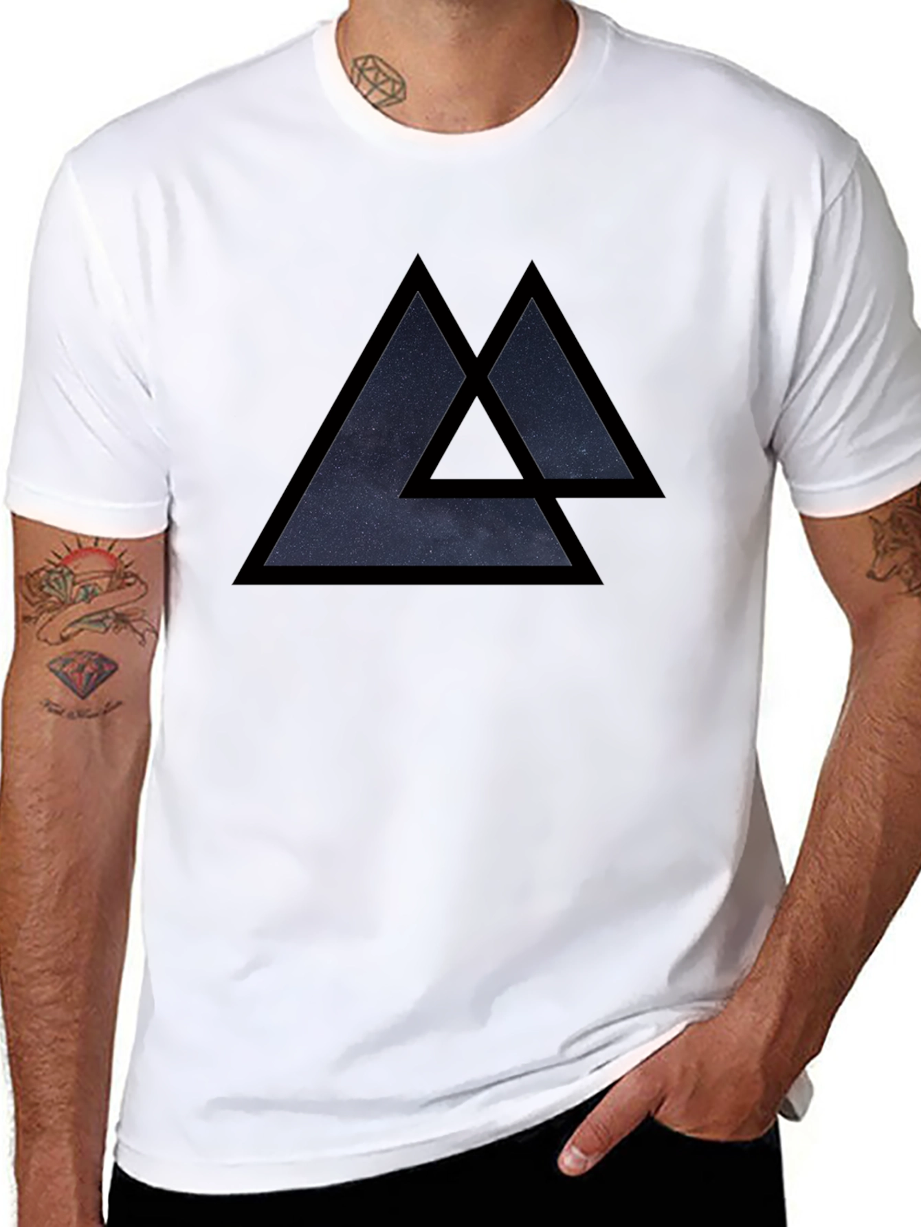 Geometric Triangle Graphic Tee - Black