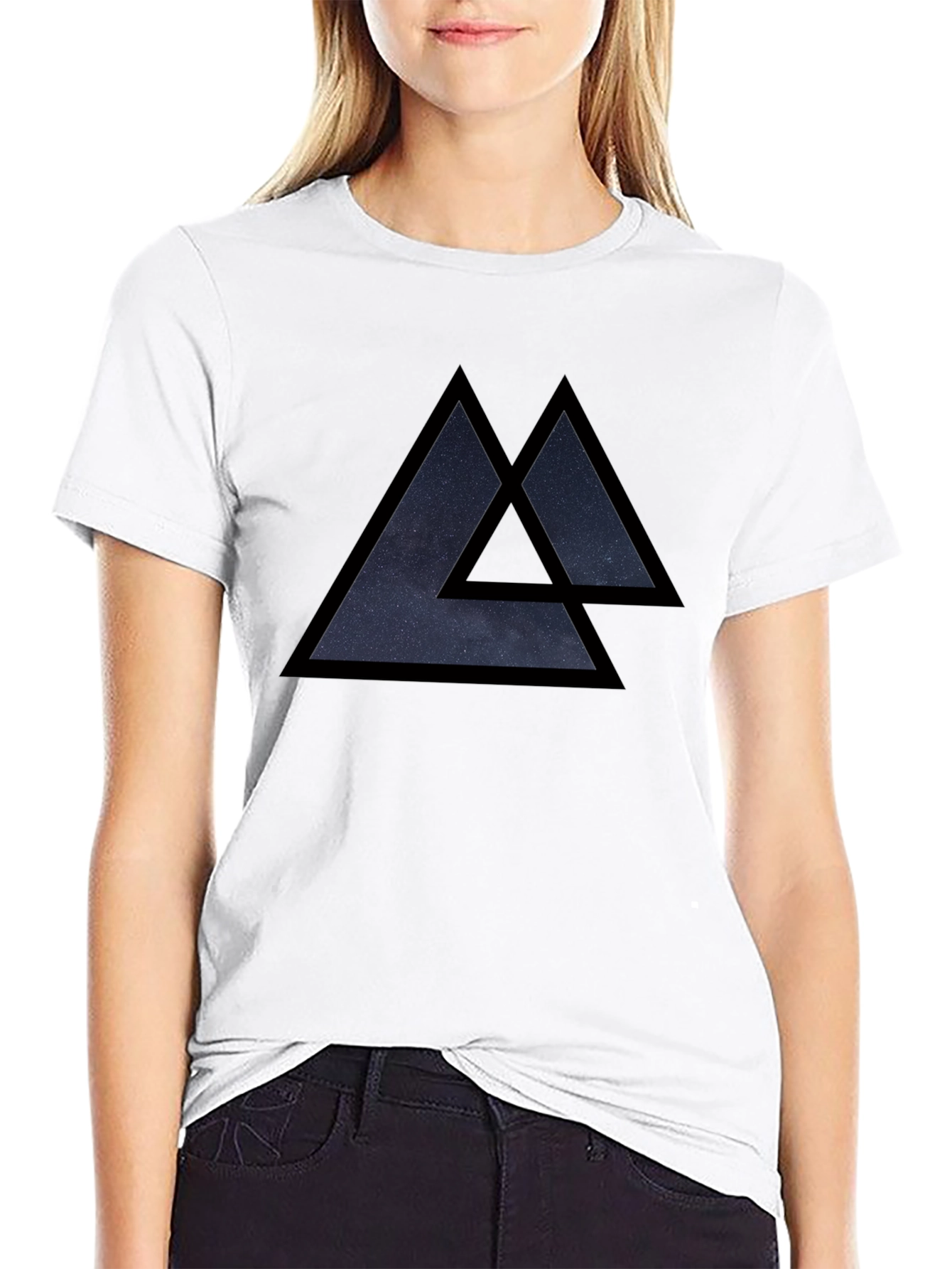 Geometric Triangle Graphic Tee - Black