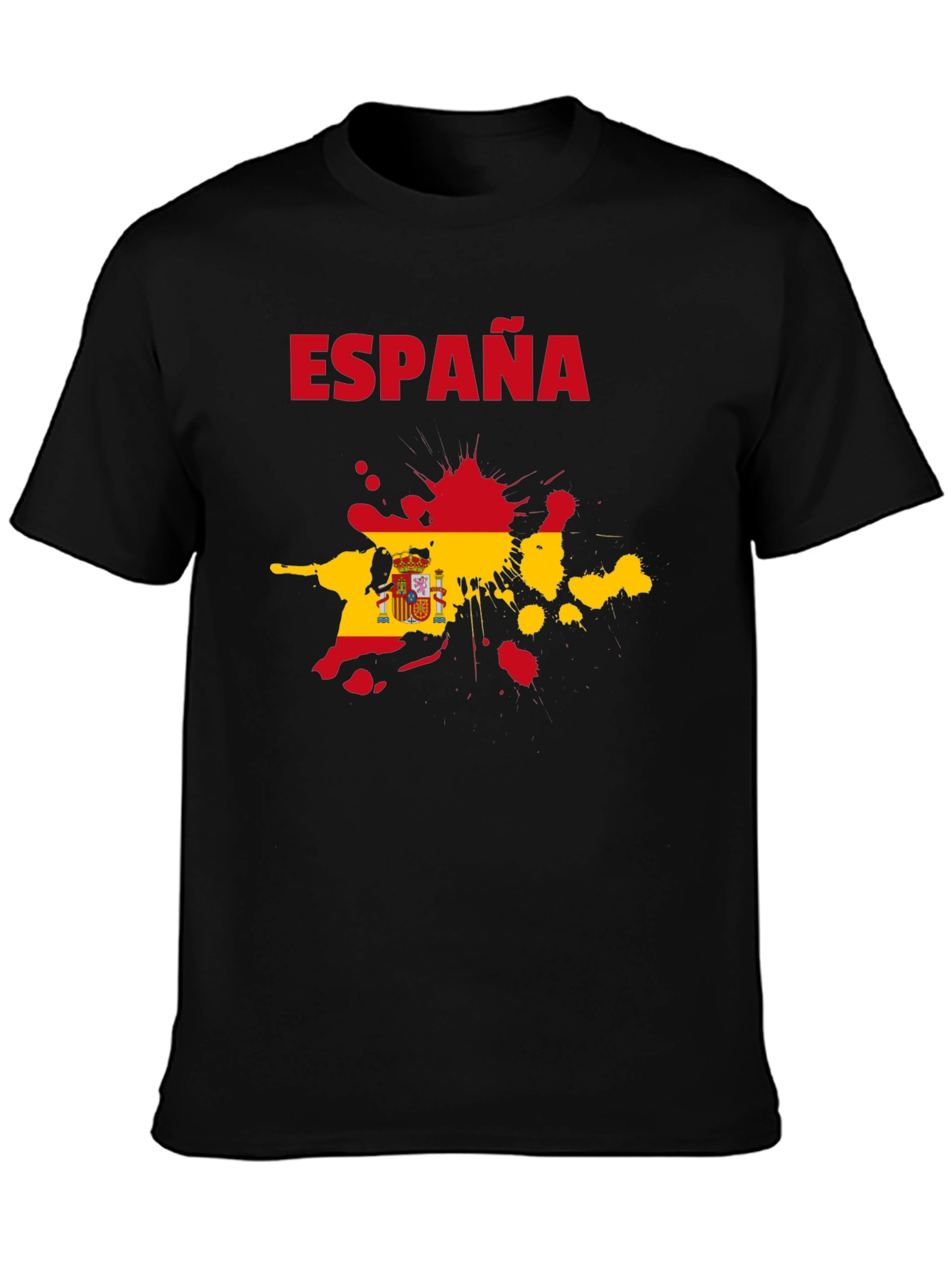 Espana Spain Flag Splatter Black T-Shirt