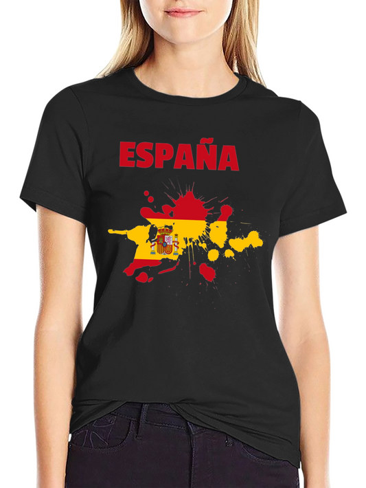 Espana Spain Flag Splatter Black T-Shirt