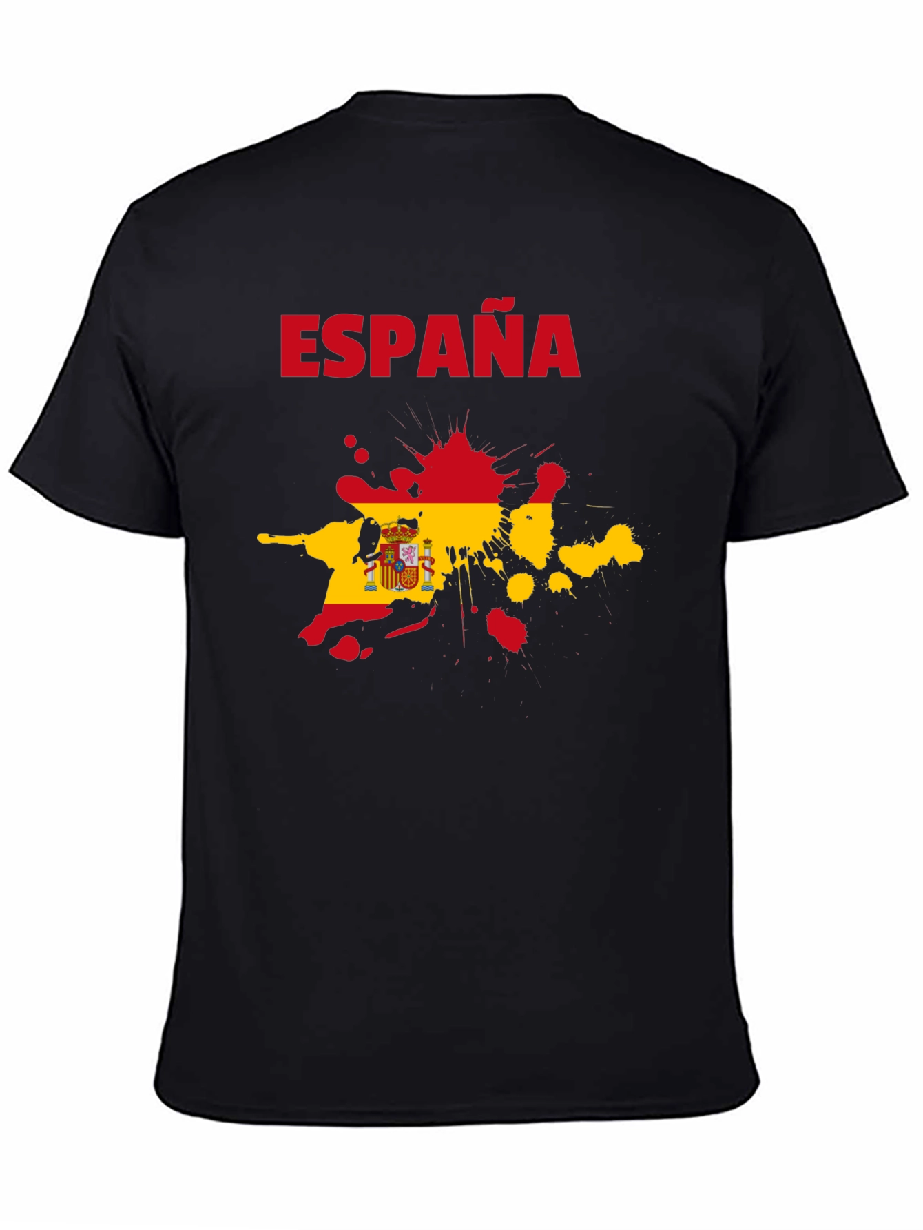 Espana Spain Flag Splatter Black T-Shirt