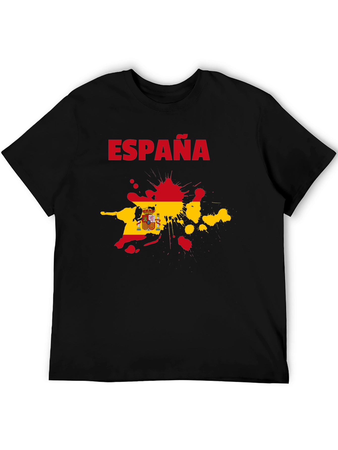 Espana Spain Flag Splatter Black T-Shirt