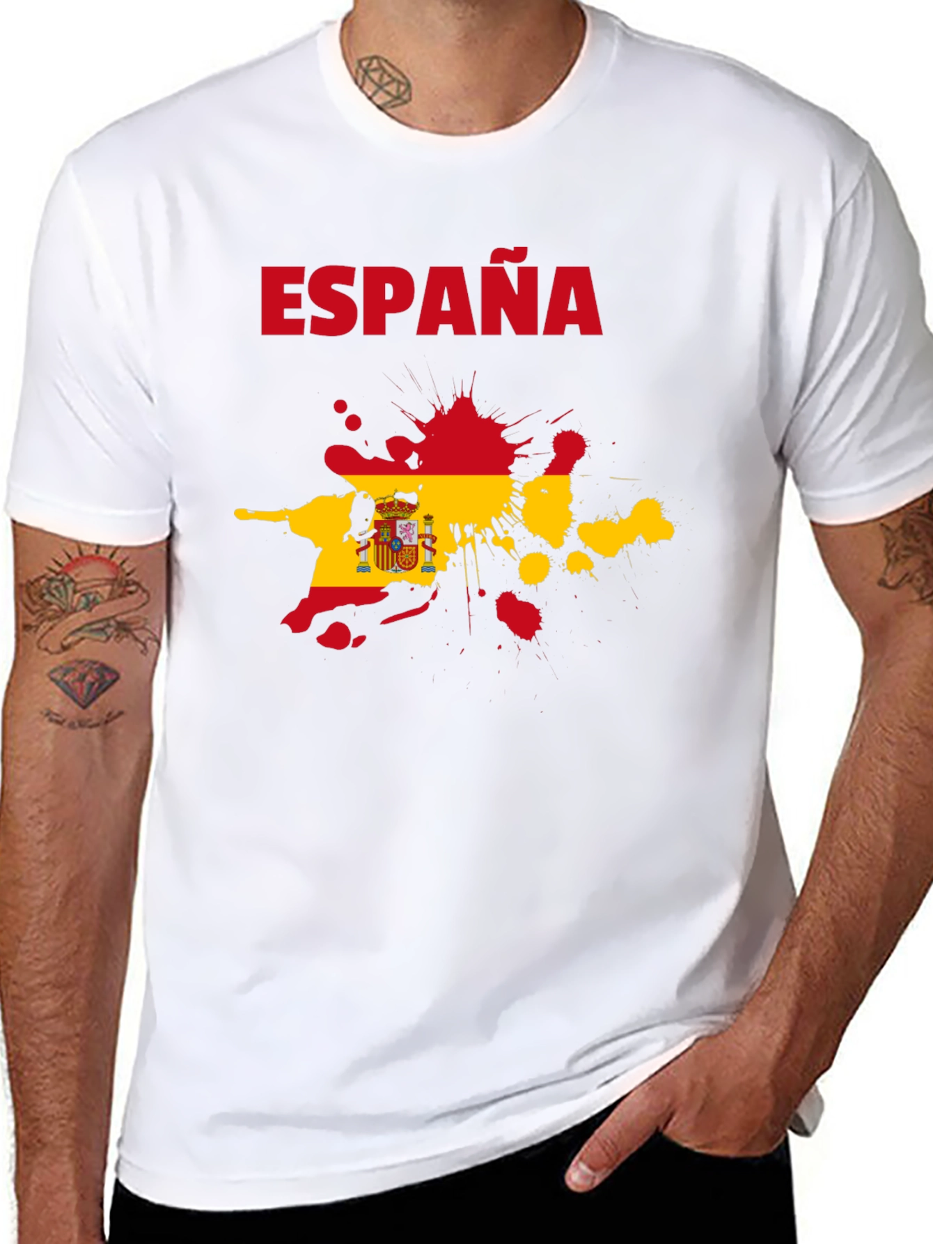 Espana Spain Flag Splatter Black T-Shirt