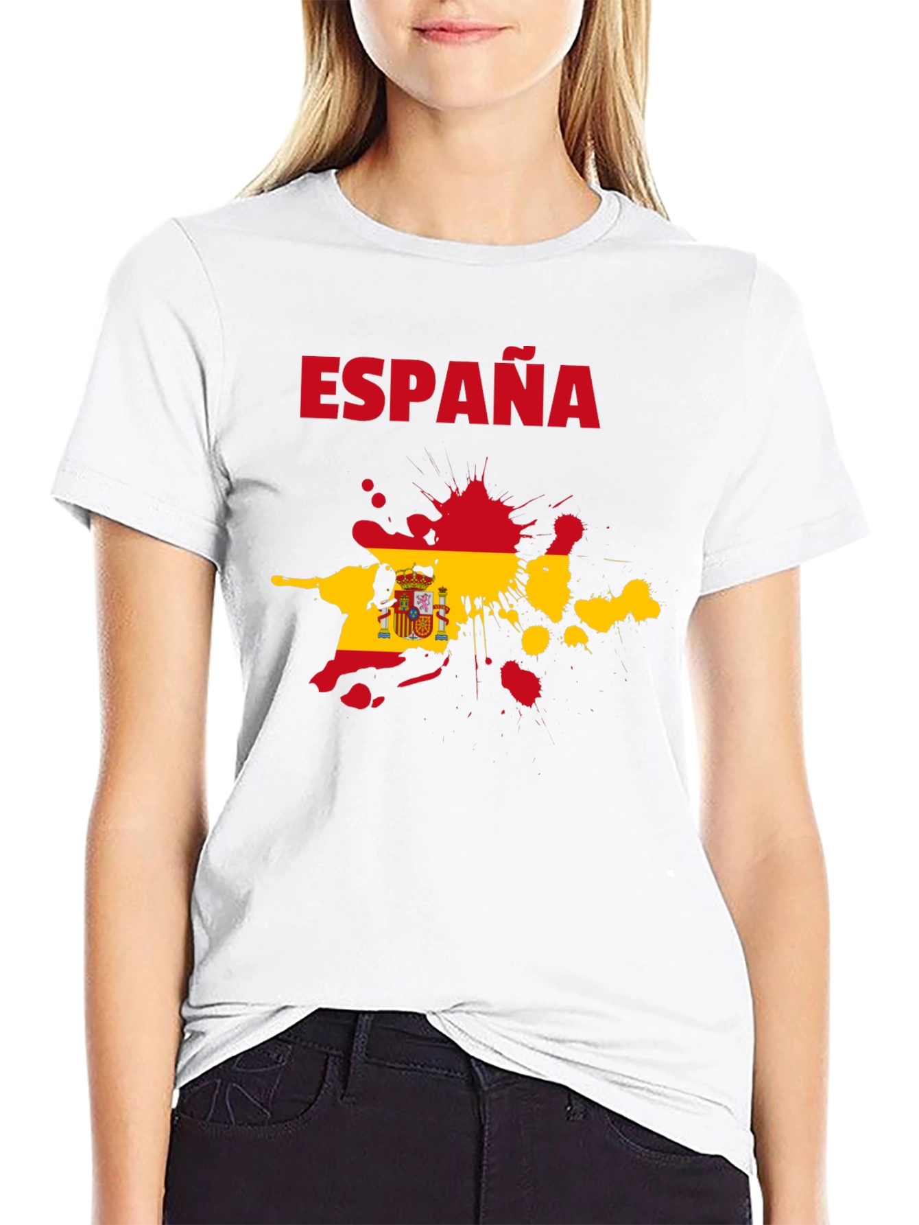 Espana Spain Flag Splatter Black T-Shirt