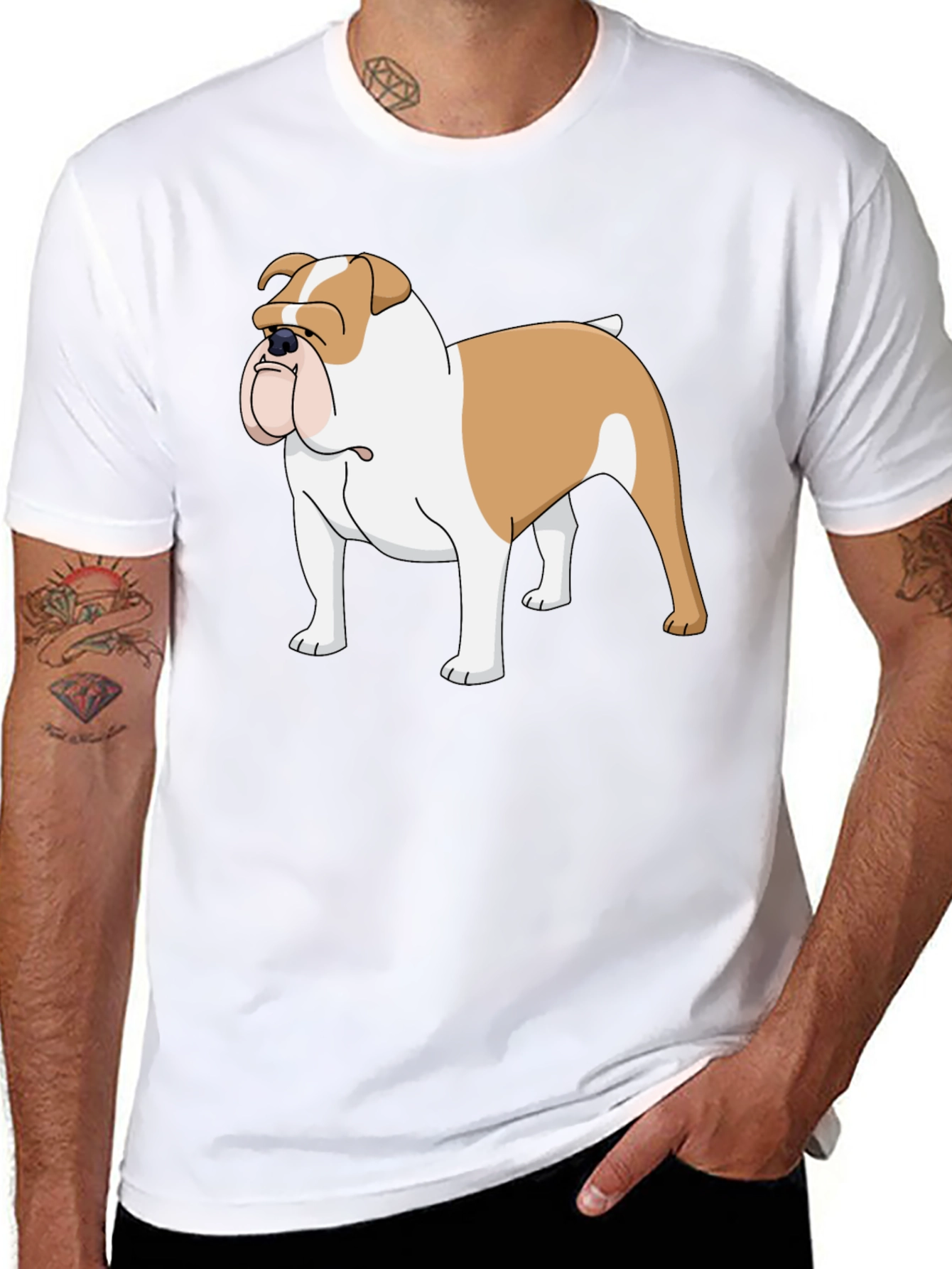 Bulldog Graphic Tee - Mens Black Cotton T-Shirt