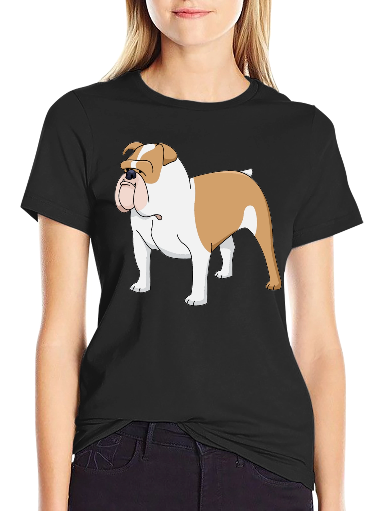 Bulldog Graphic Tee - Mens Black Cotton T-Shirt
