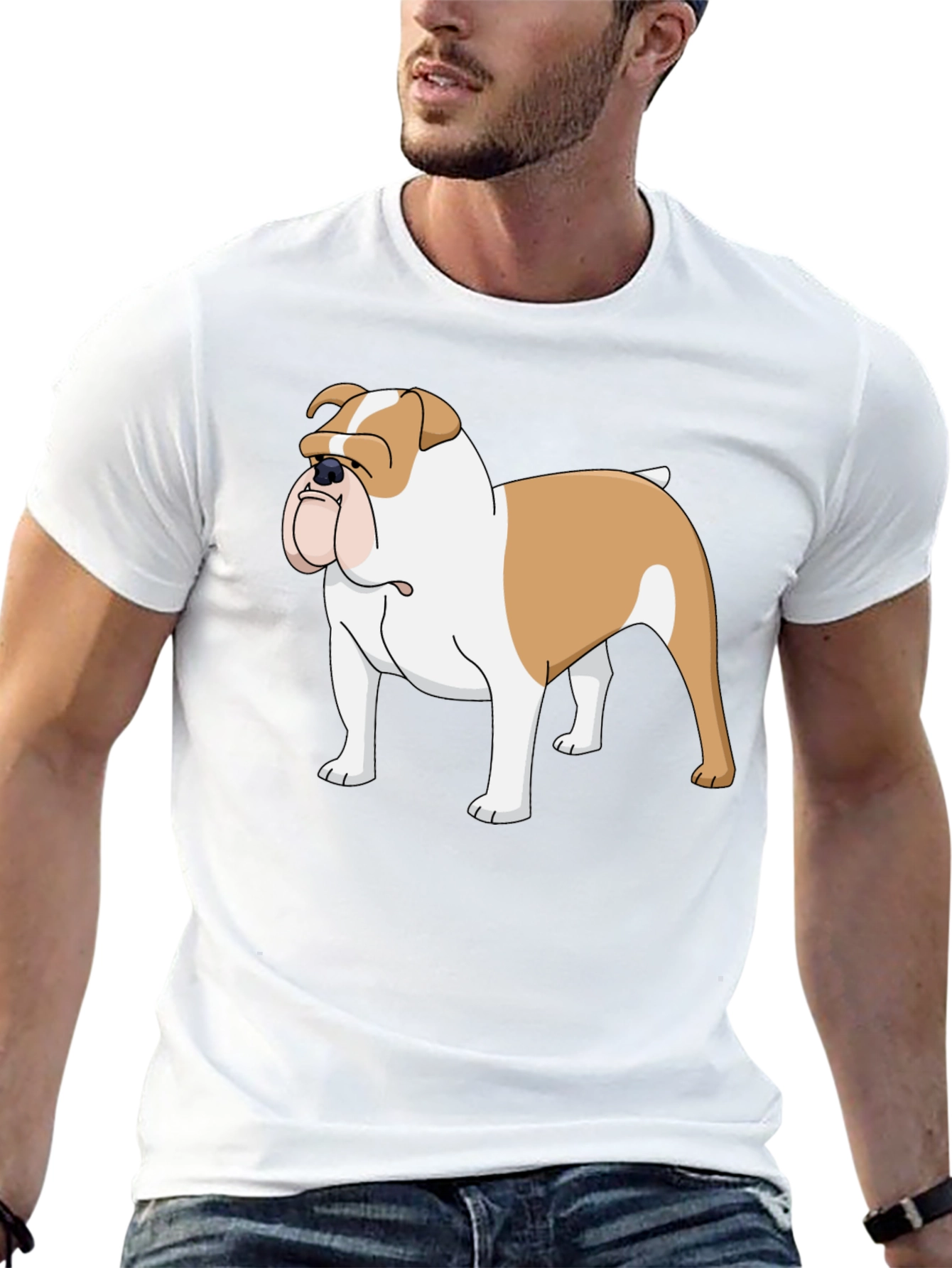 Bulldog Graphic Tee - Mens Black Cotton T-Shirt
