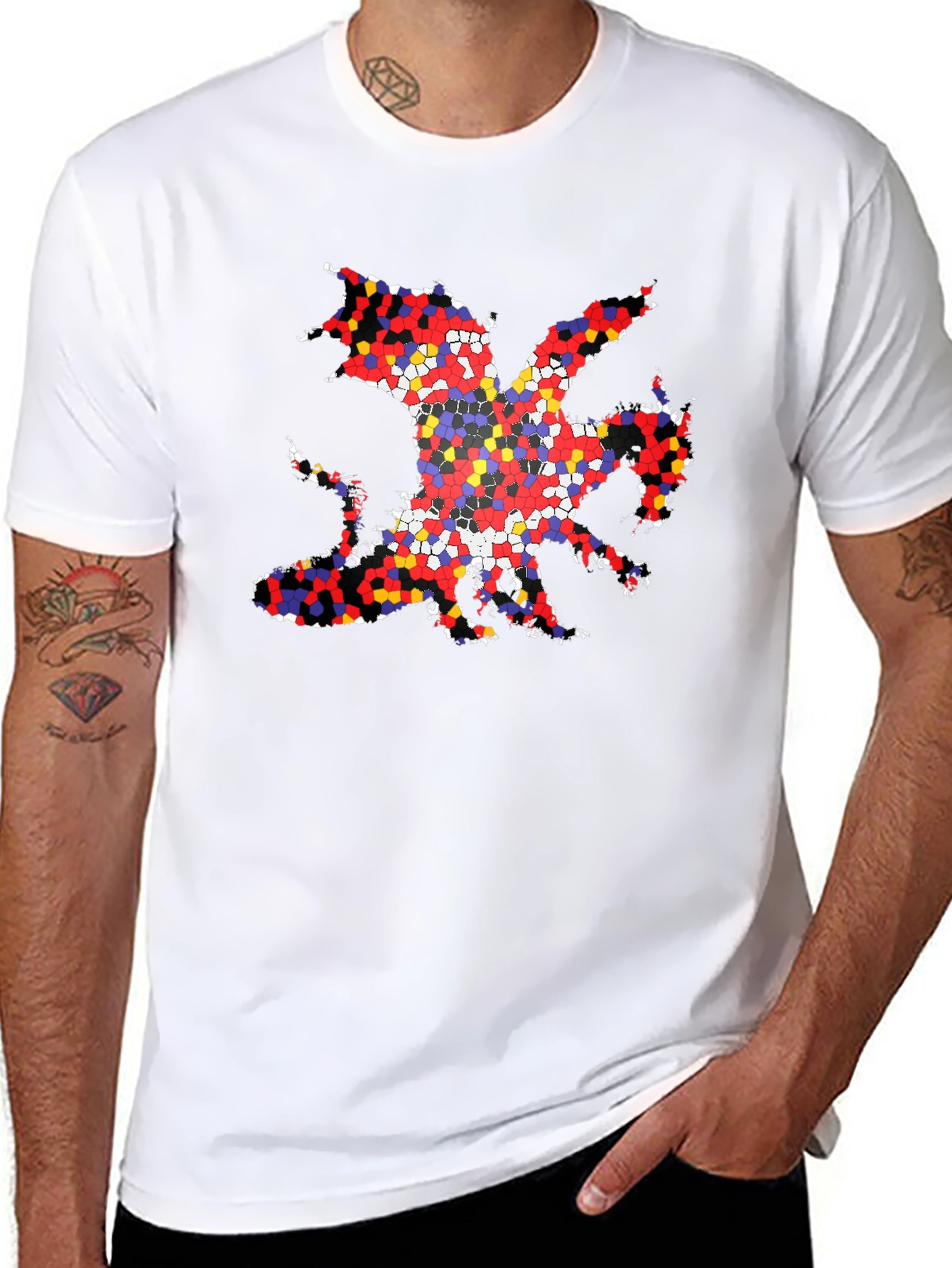 Welsh Dragon T-Shirt - Mosaic Design
