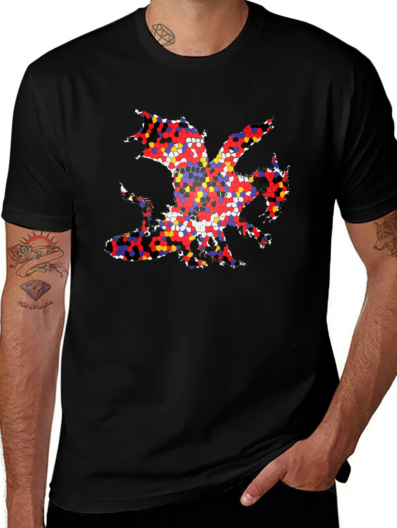 Welsh Dragon T-Shirt - Mosaic Design