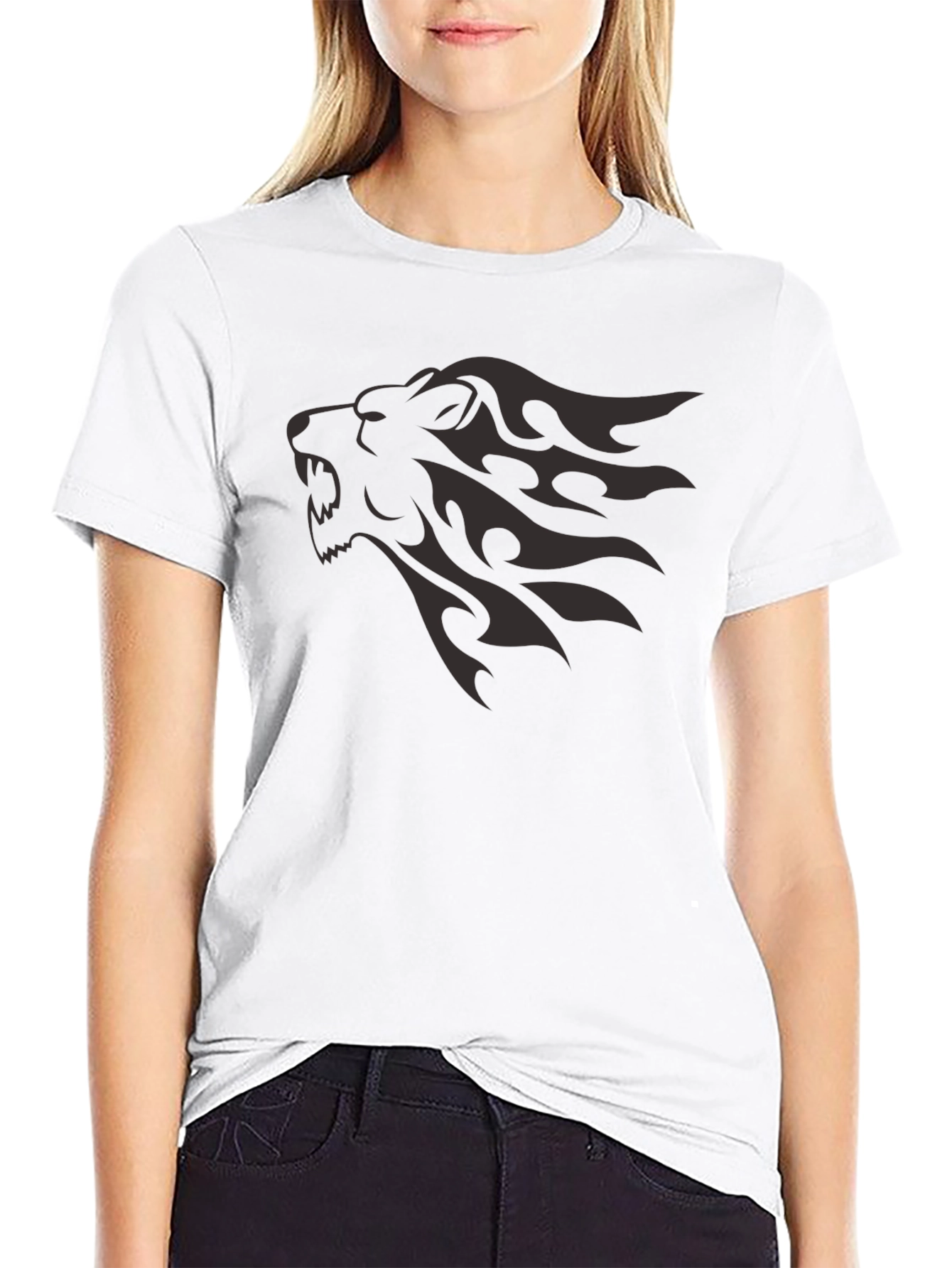 Lion Head Graphic Tee - Black