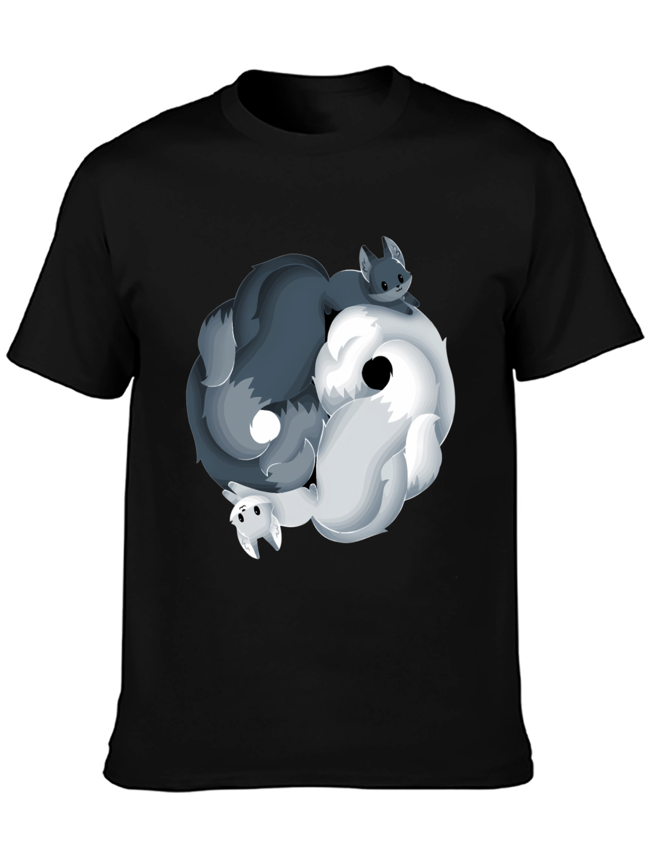 Yin Yang Wolves T-Shirt - Black