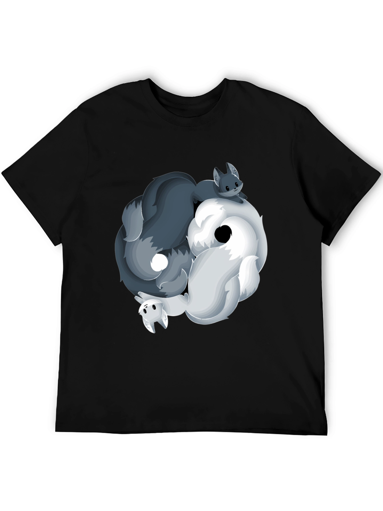 Yin Yang Wolves T-Shirt - Black