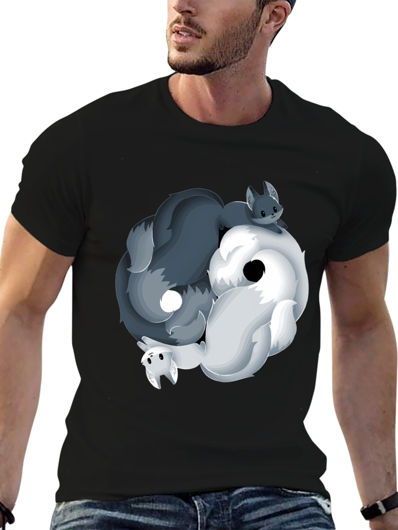 Yin Yang Wolves T-Shirt - Black