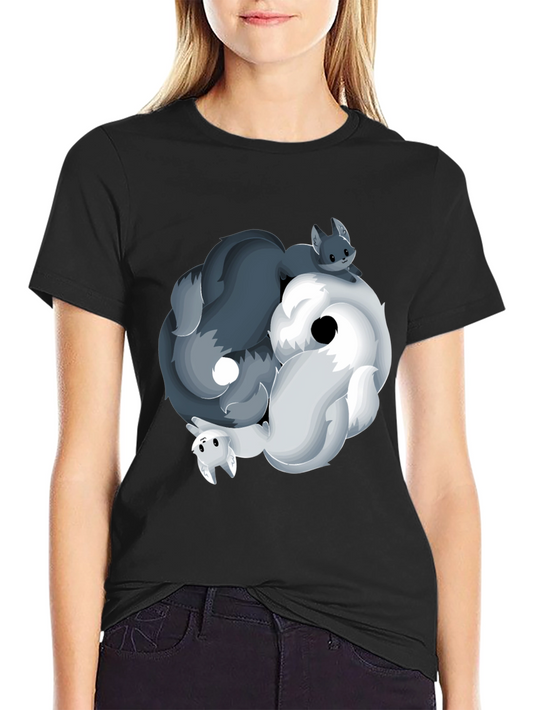 Yin Yang Wolves T-Shirt - Black