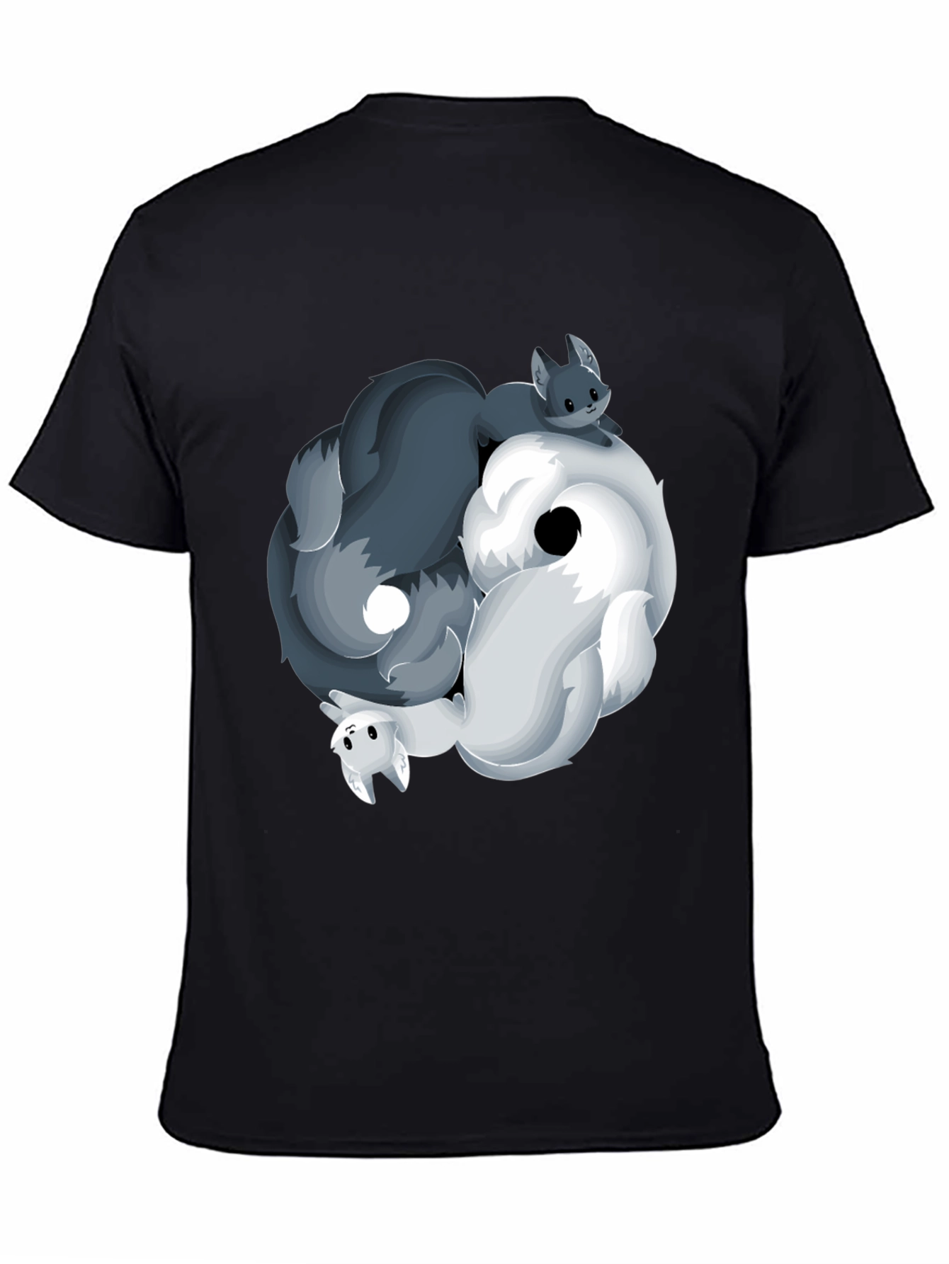 Yin Yang Wolves T-Shirt - Black