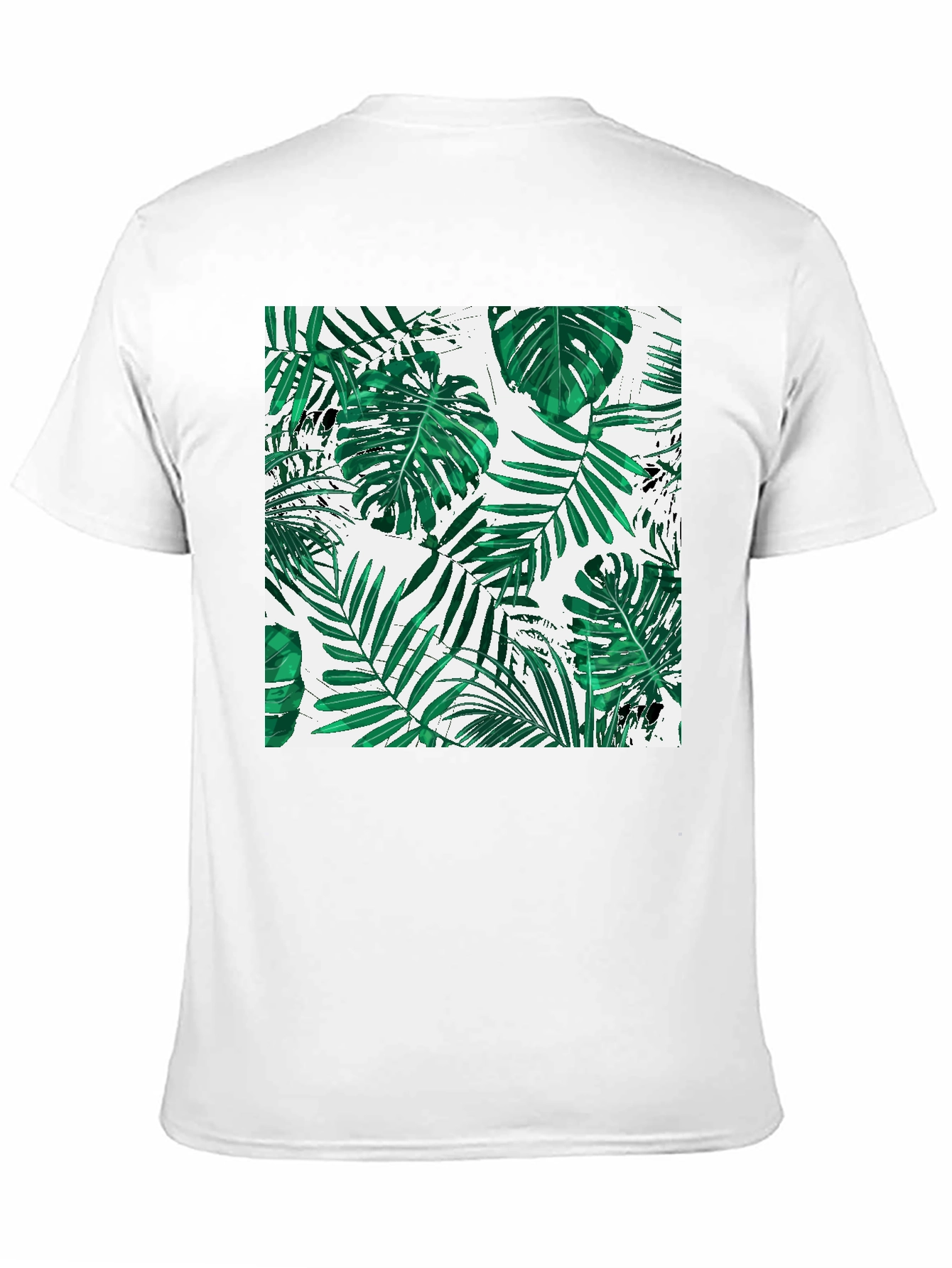 Tropical Leaf Print Black T-Shirt