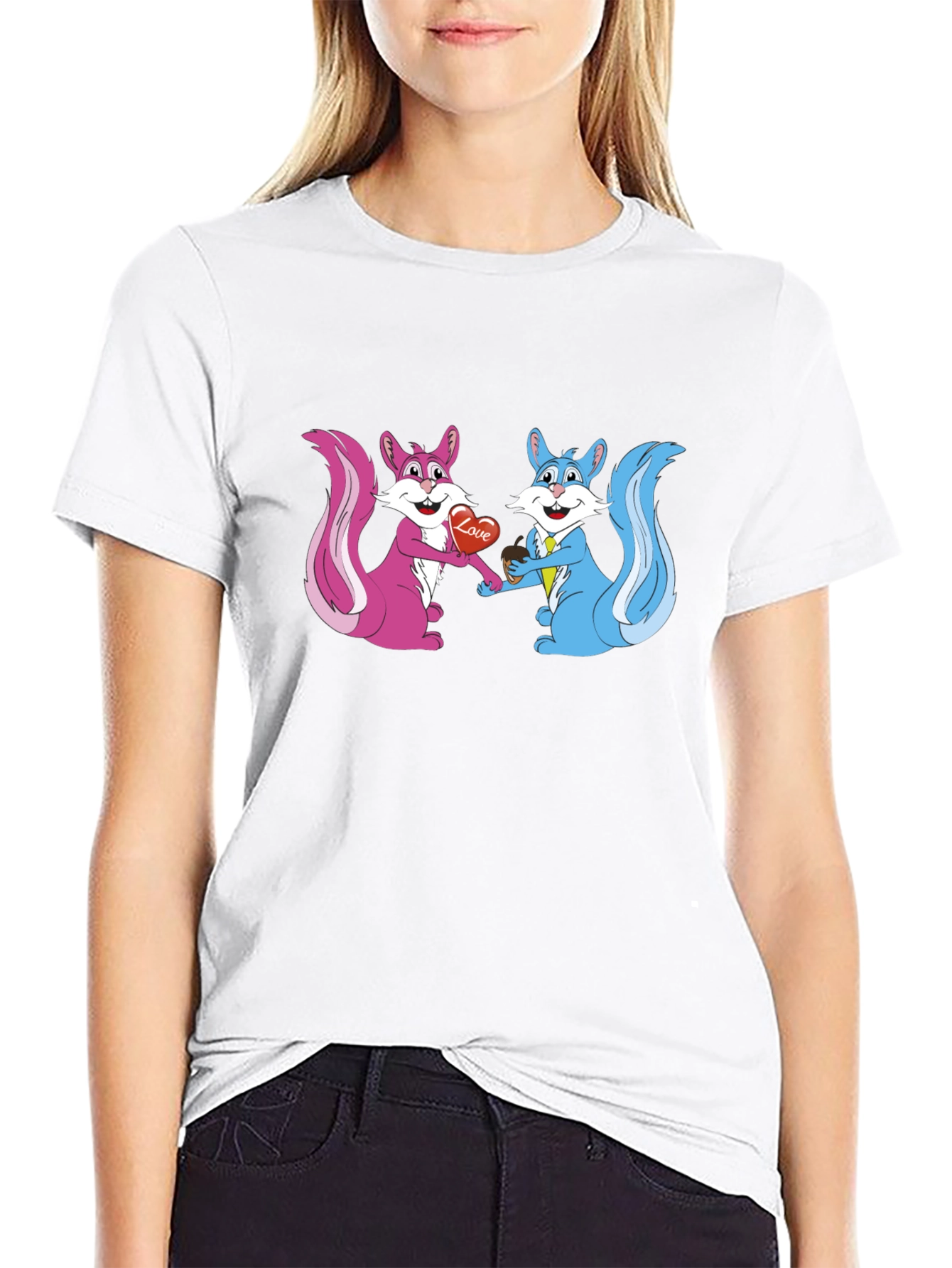 Cute Squirrels in Love Graphic T-Shirt