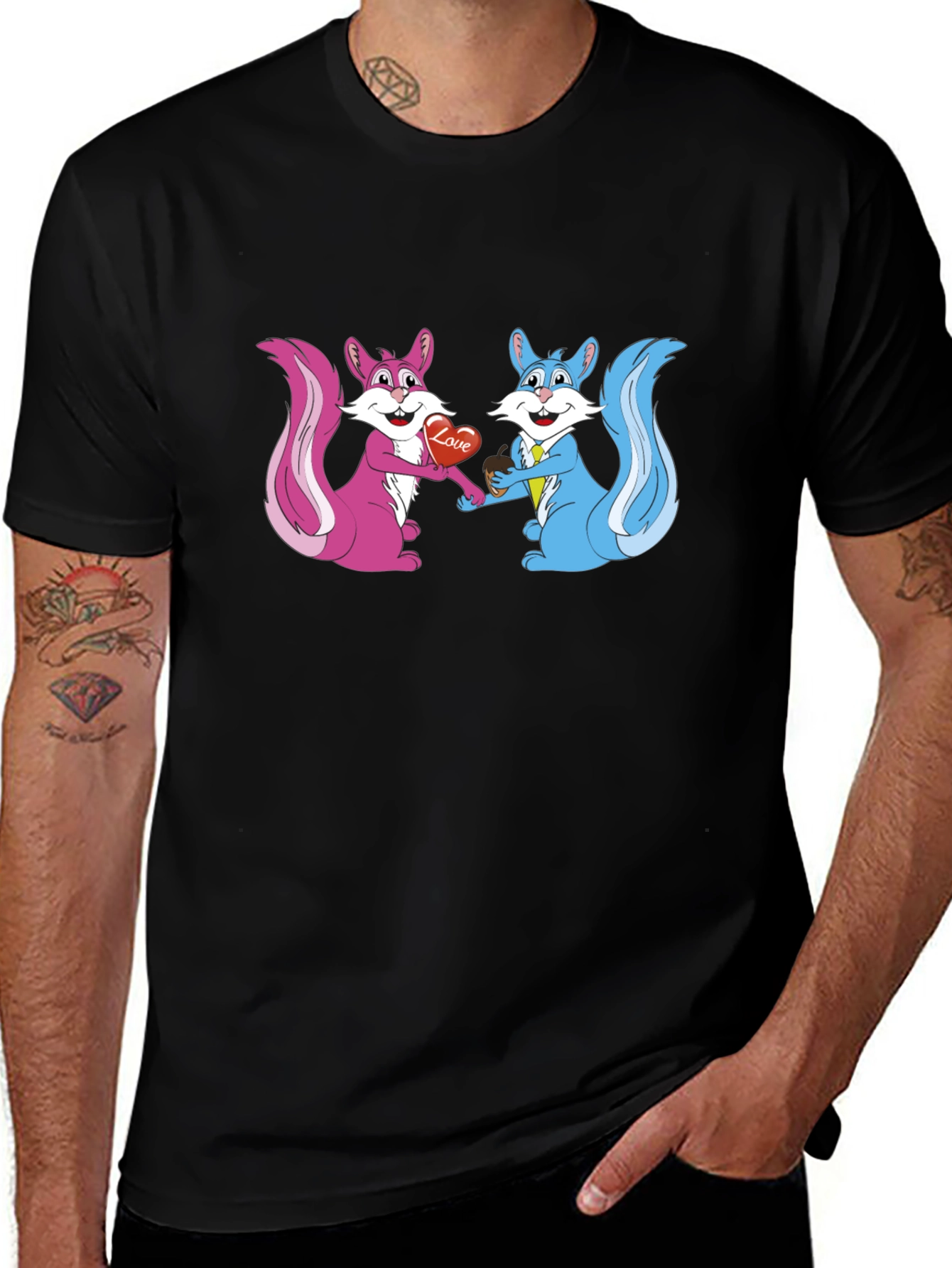 Cute Squirrels in Love Graphic T-Shirt