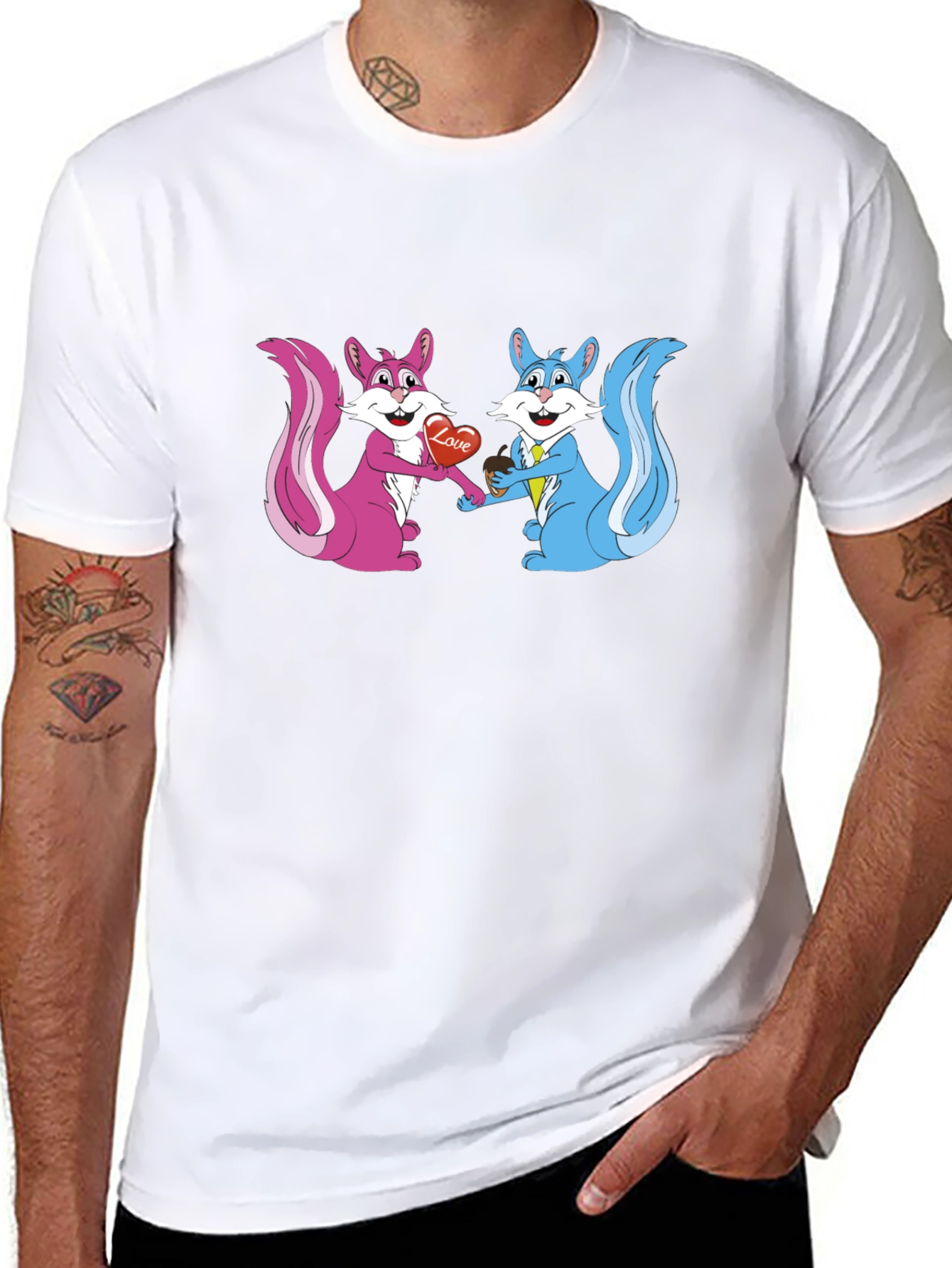 Cute Squirrels in Love Graphic T-Shirt