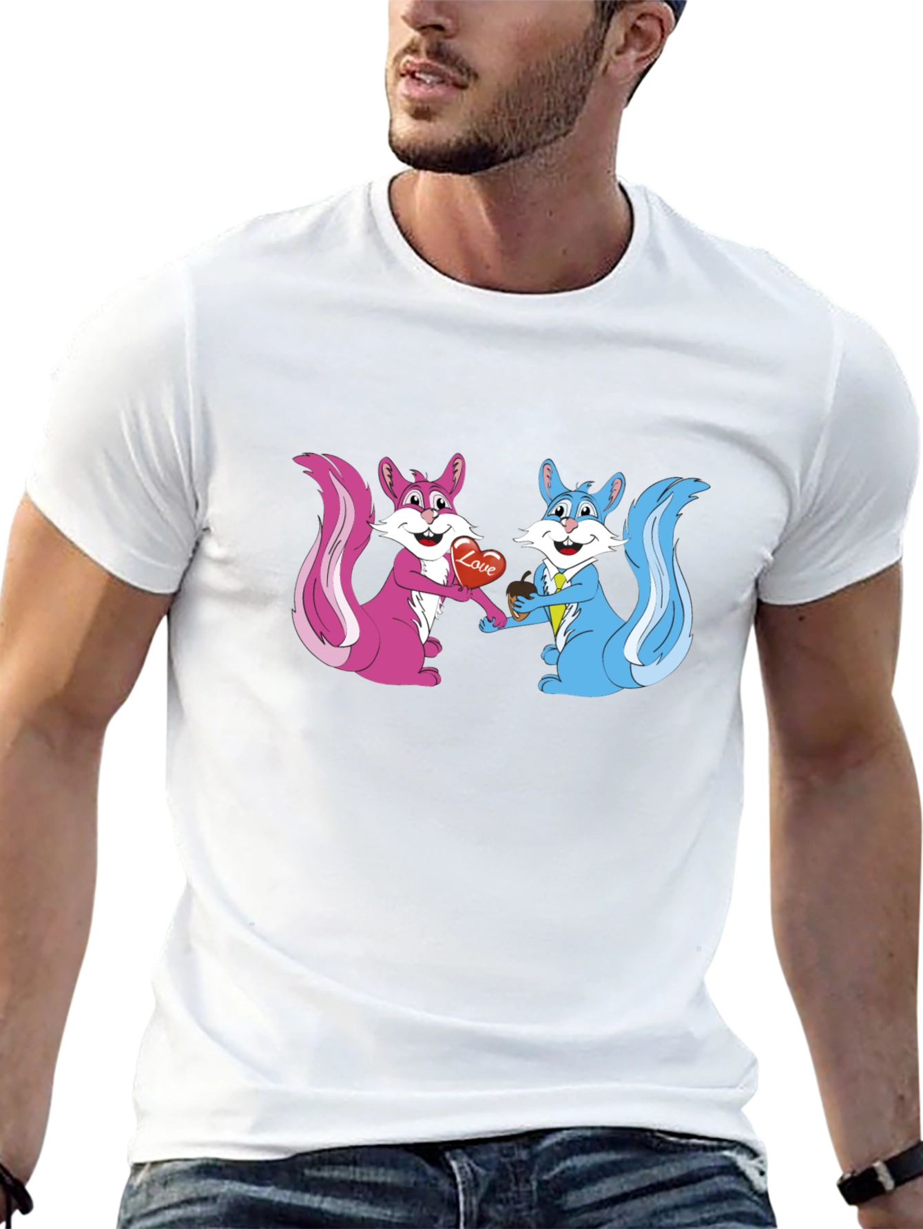 Cute Squirrels in Love Graphic T-Shirt