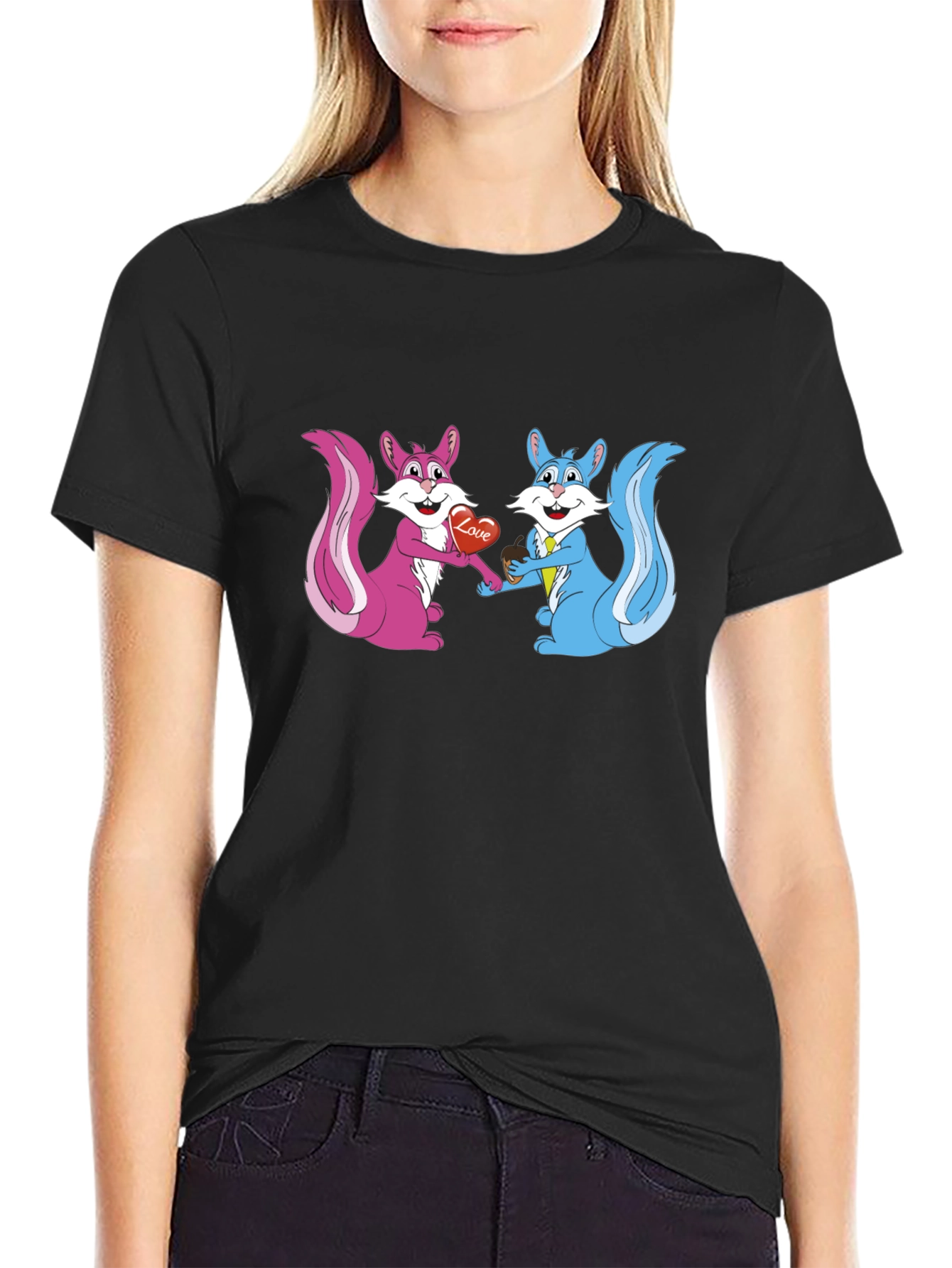 Cute Squirrels in Love Graphic T-Shirt