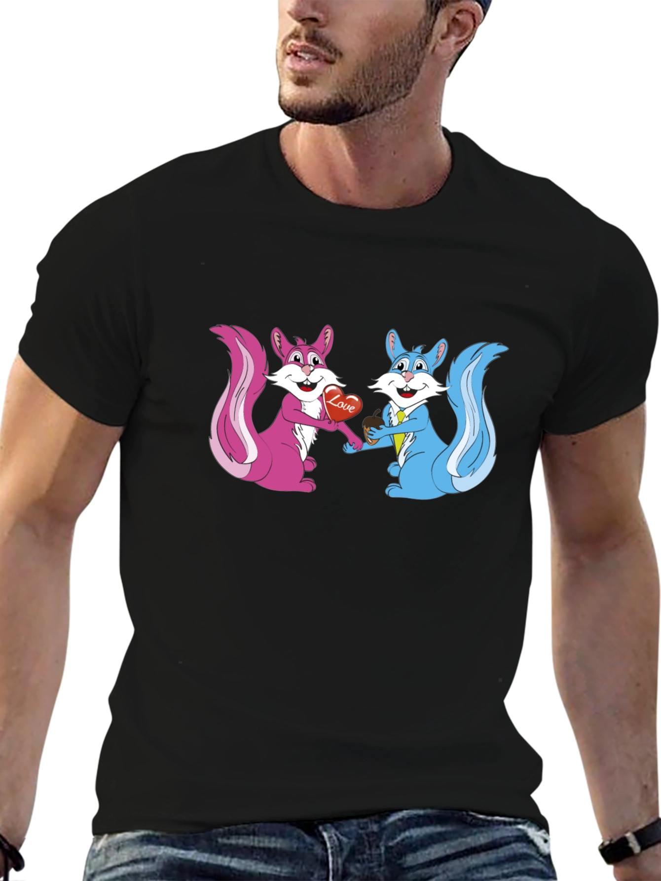 Cute Squirrels in Love Graphic T-Shirt