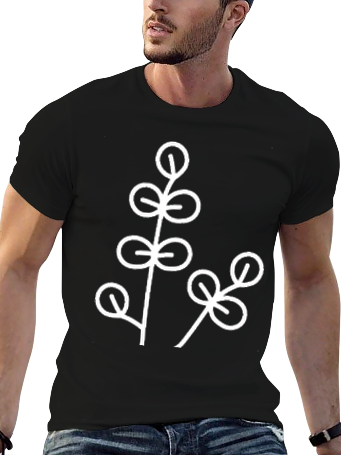 Botanical Print Black T-Shirt - Stylish Casual Wear