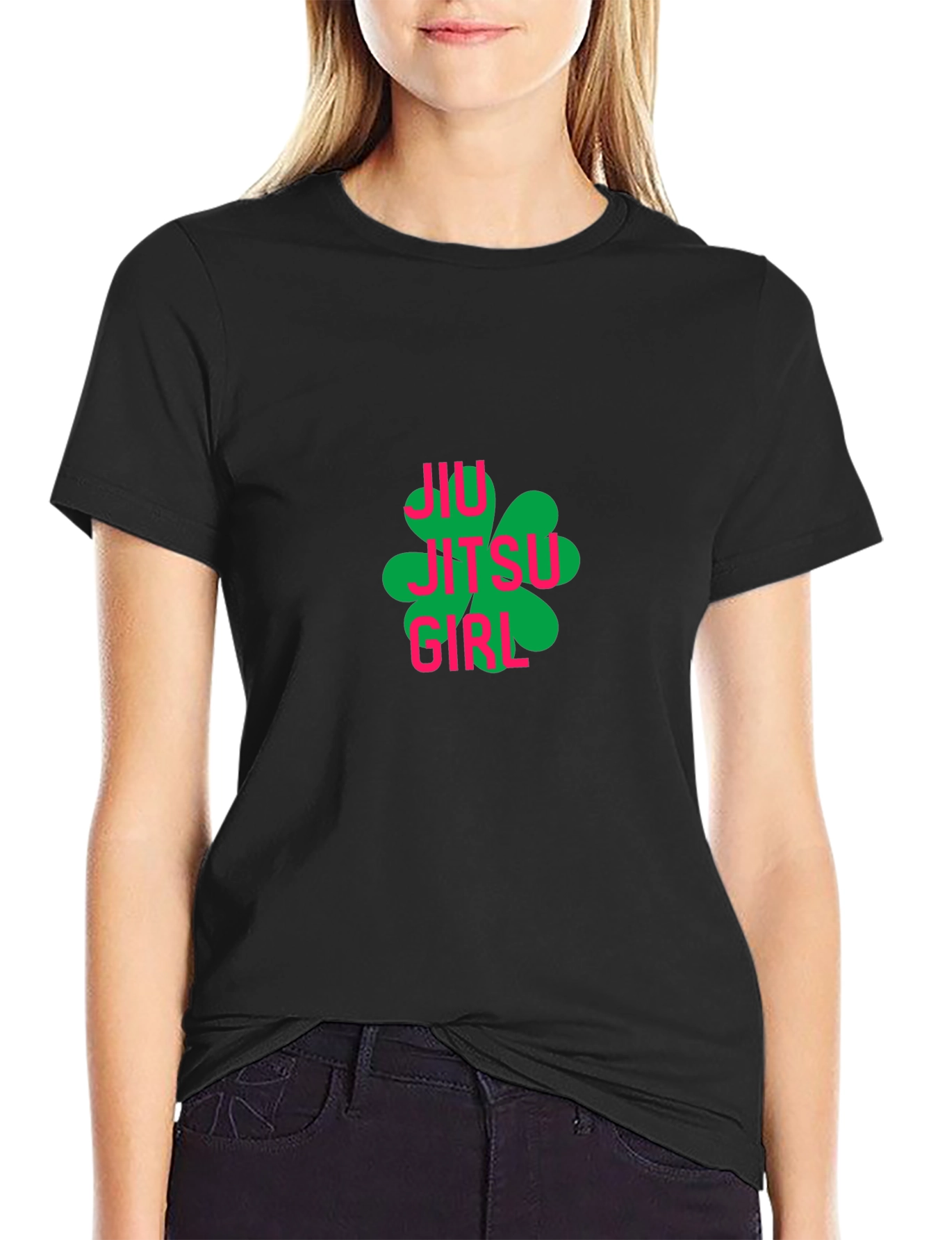 Jiu Jitsu Girl Clover Black T-Shirt