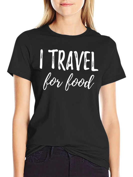 I Travel for Food Graphic Tee - Black Cotton T-Shirt