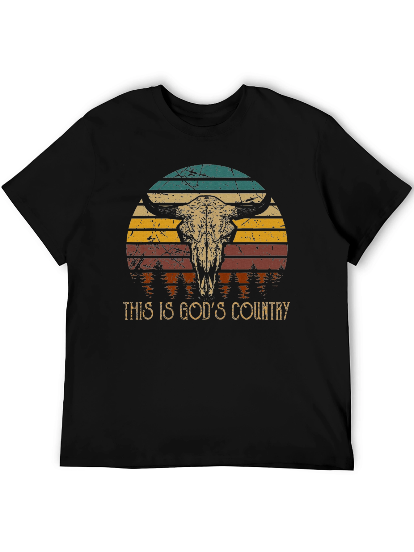 Gods Country Bull Skull Graphic Tee