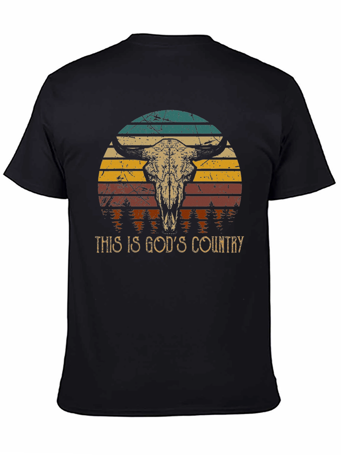 Gods Country Bull Skull Graphic Tee