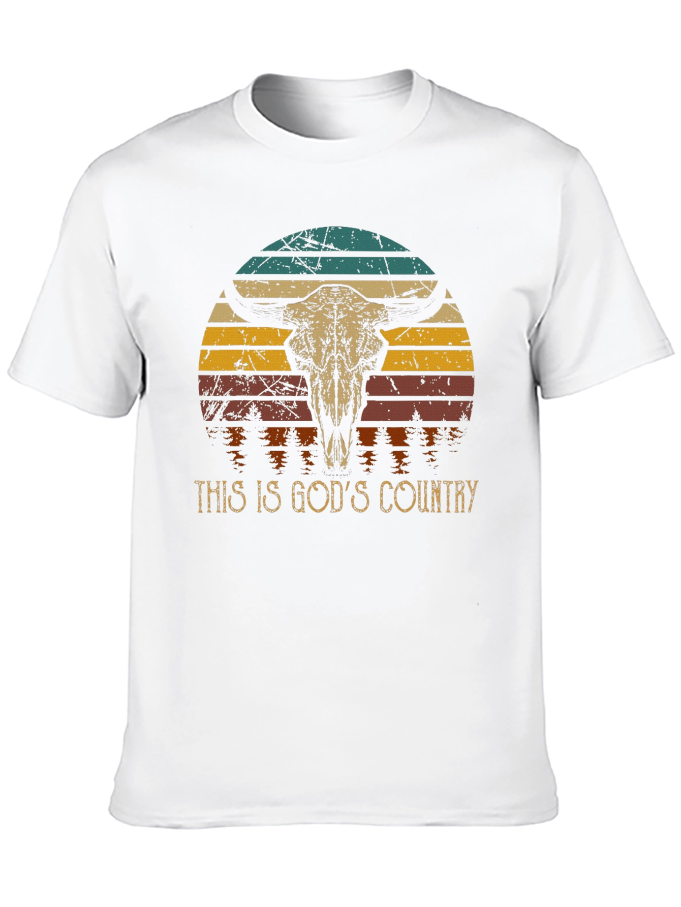 Gods Country Bull Skull Graphic Tee