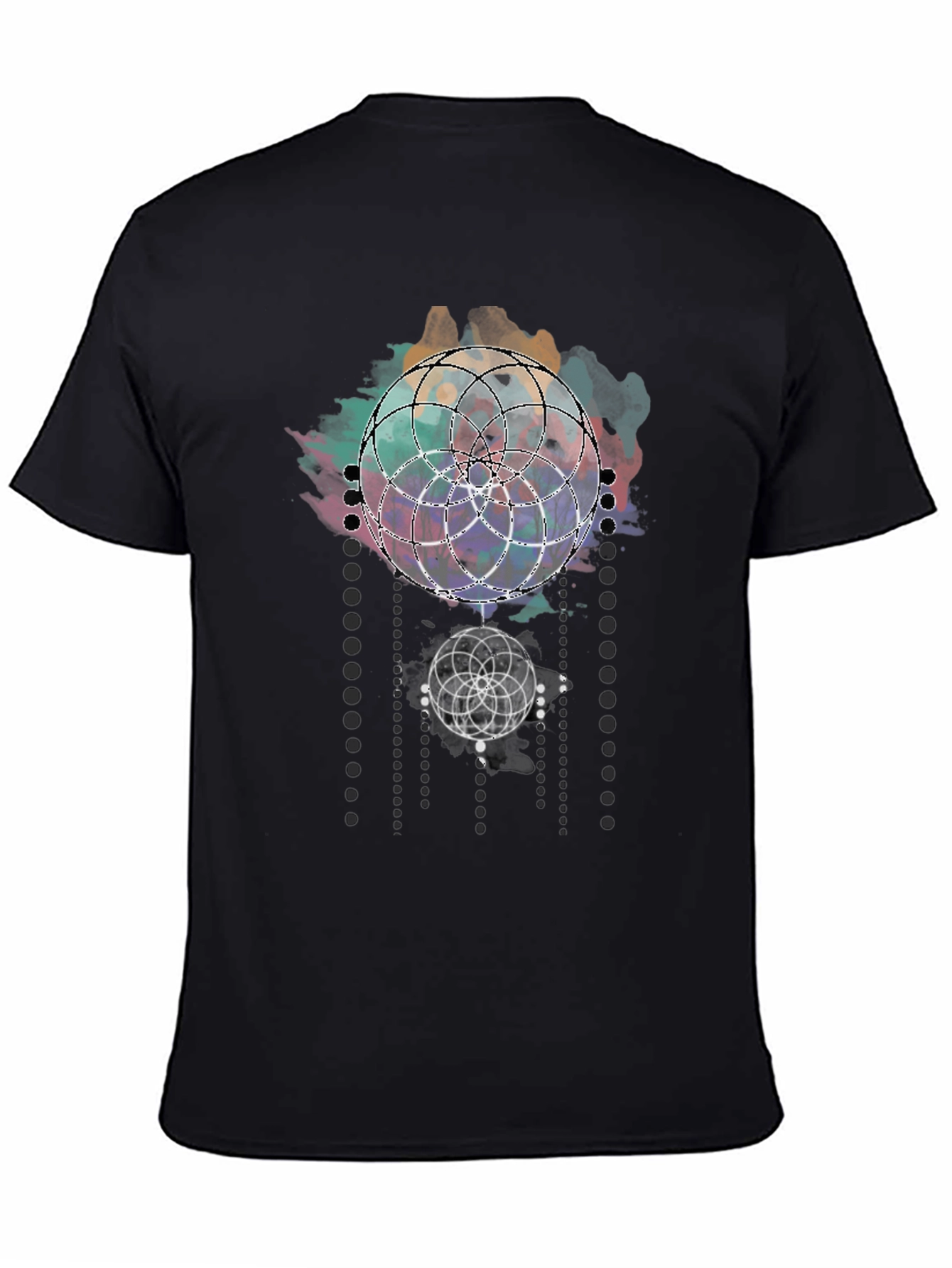 Geometric Circle Graphic Black T-Shirt