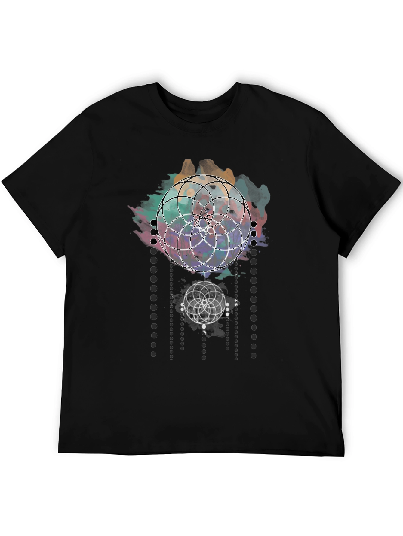 Geometric Circle Graphic Black T-Shirt