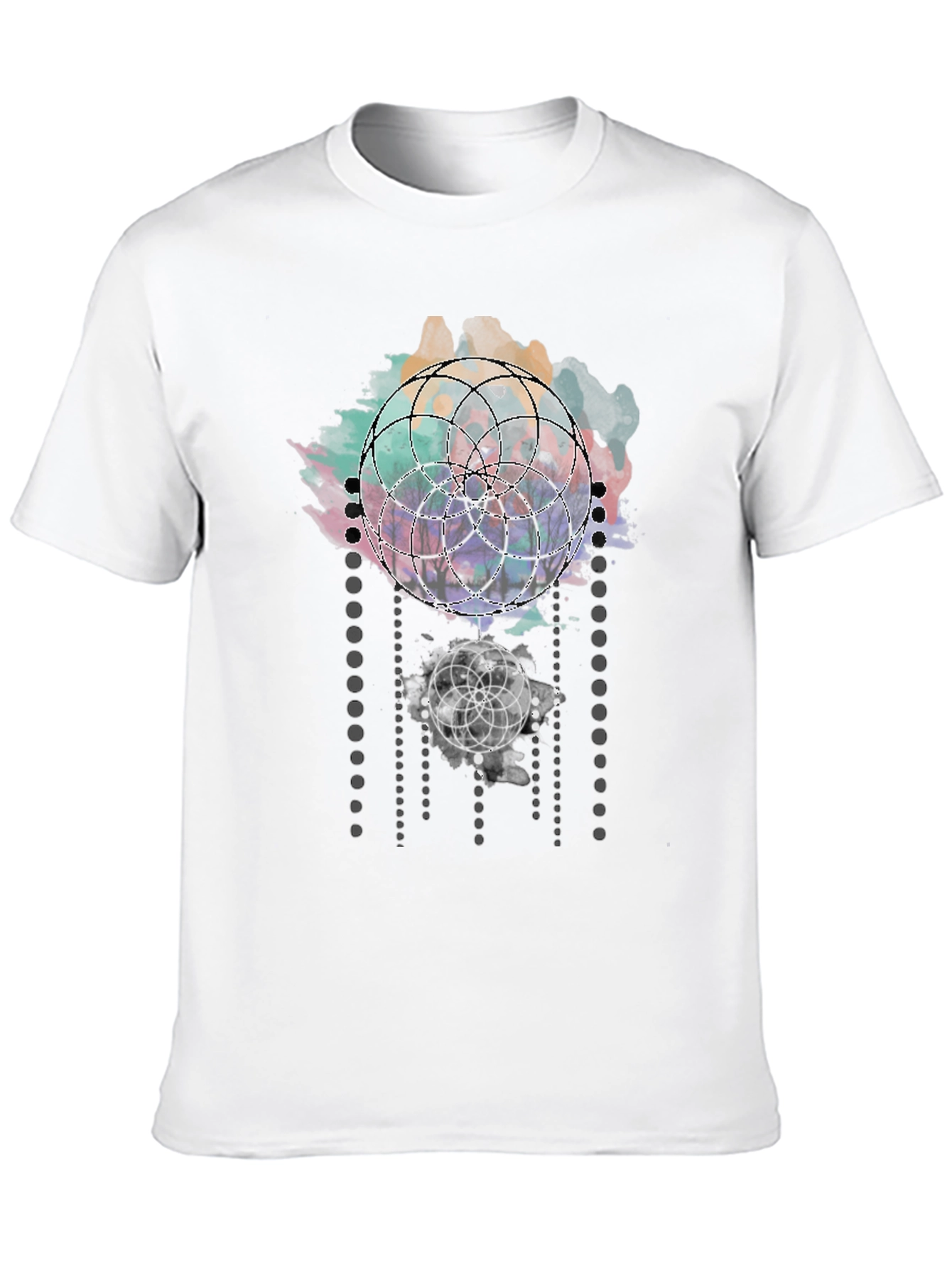 Geometric Circle Graphic Black T-Shirt
