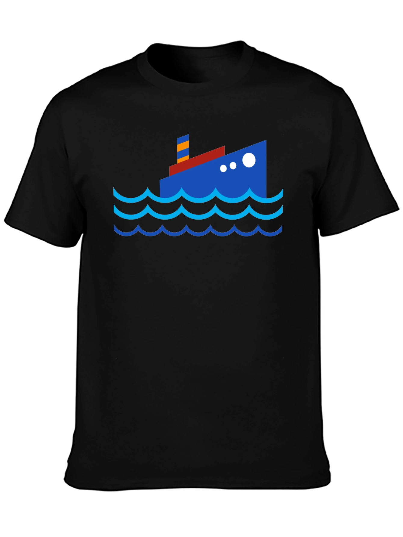 Cartoon Ship Graphic Tee - Black