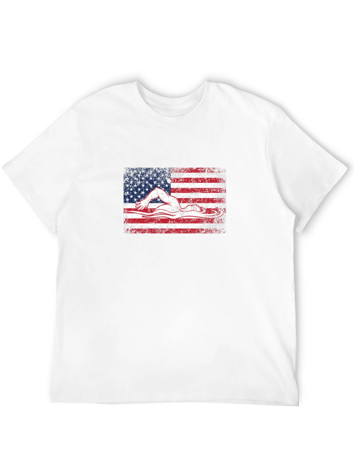 USA Flag Swimmer T-Shirt - Patriotic American Pride