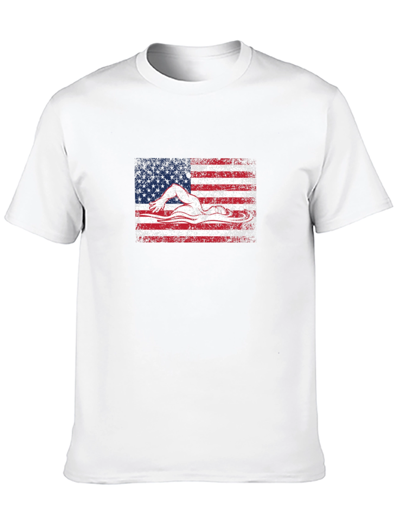 USA Flag Swimmer T-Shirt - Patriotic American Pride
