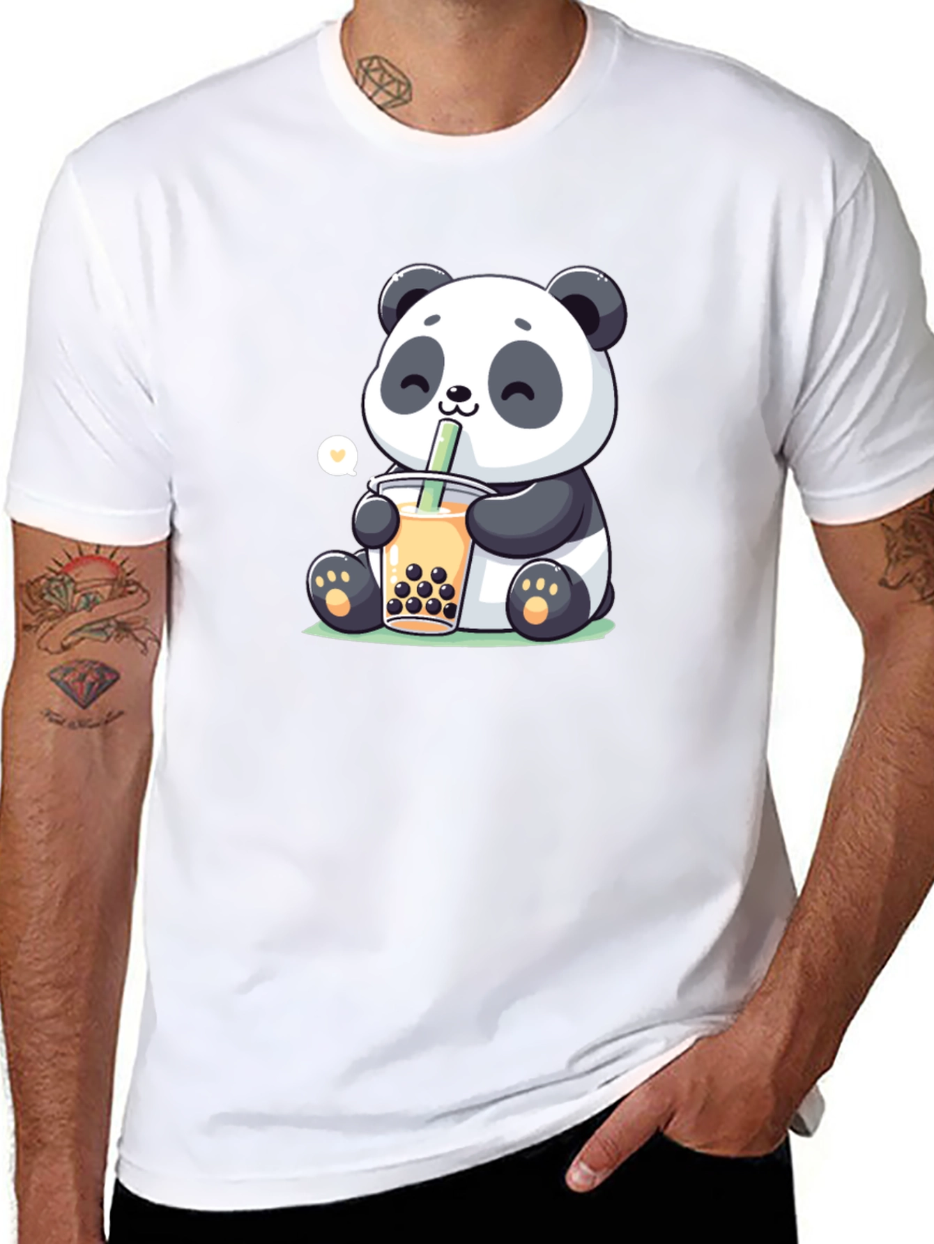 Cute Panda Boba Tea Graphic T-Shirt
