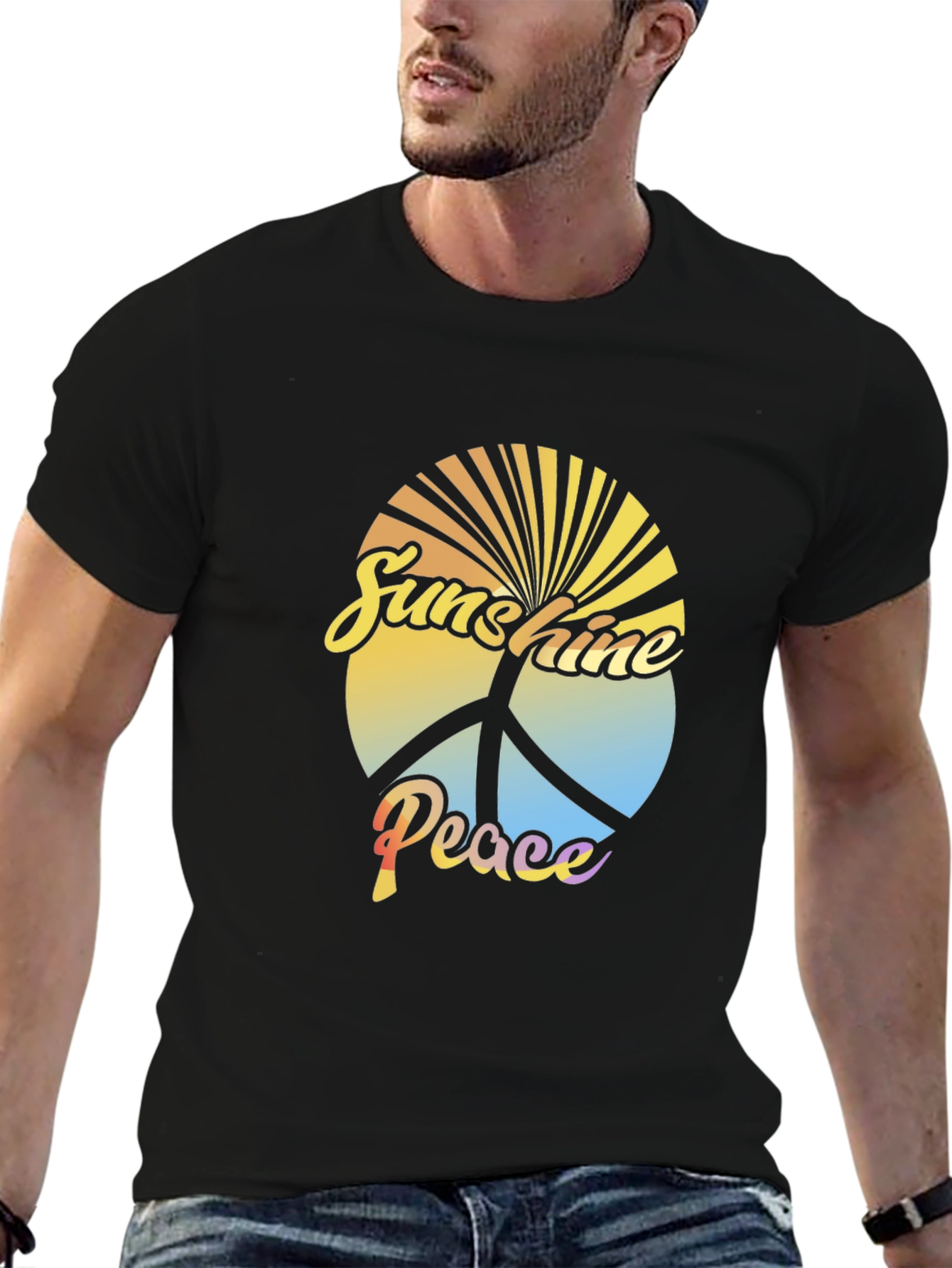 Sunshine Peace Graphic Tee - Retro Style