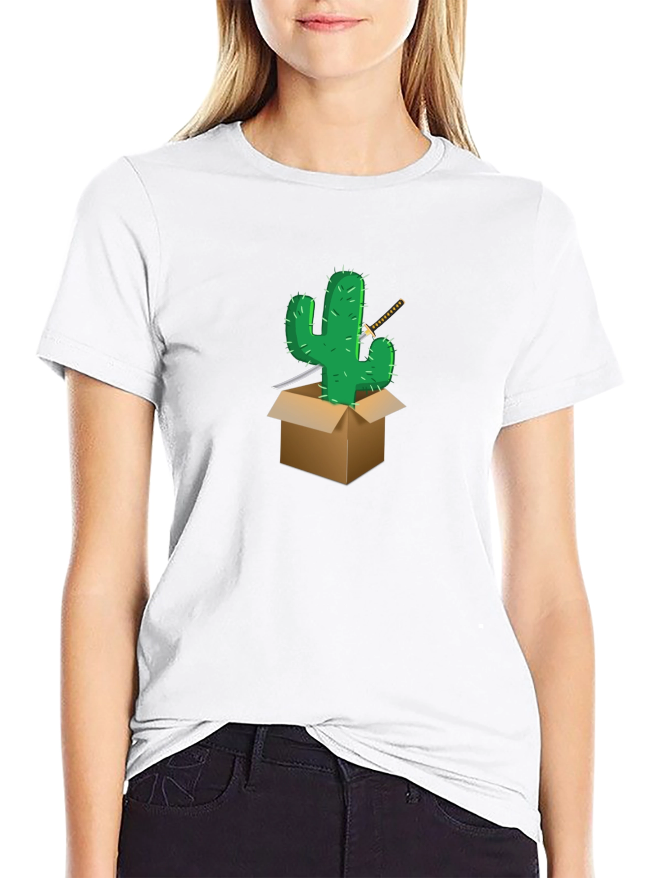 Cactus Samurai Graphic Tee - Black Cotton