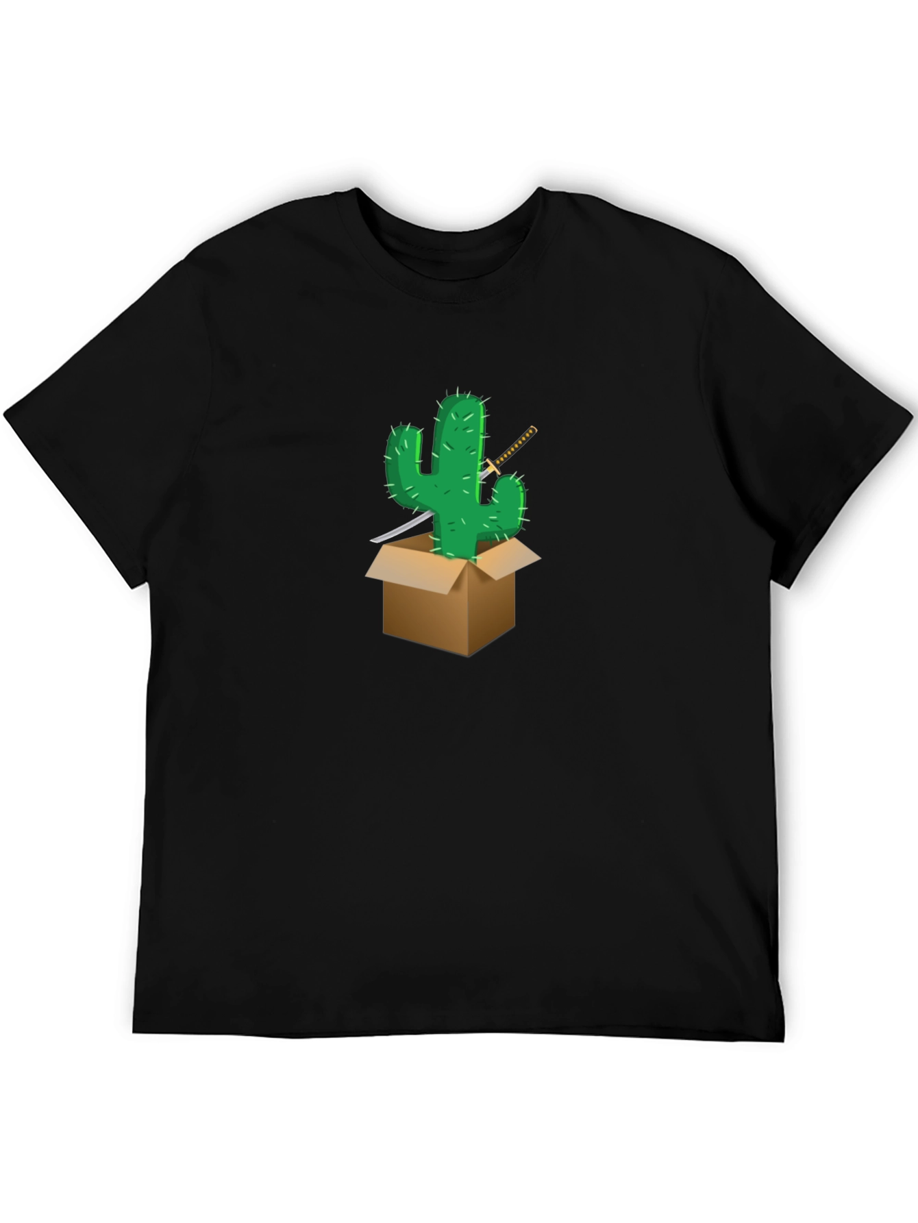 Cactus Samurai Graphic Tee - Black Cotton