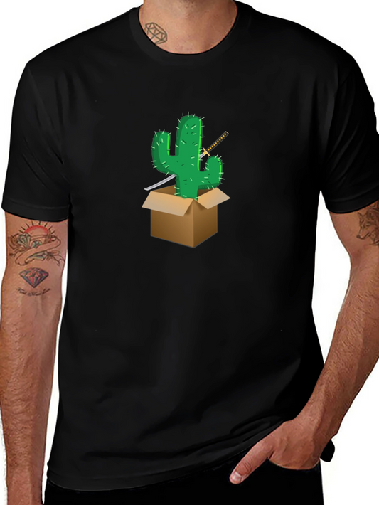 Cactus Samurai Graphic Tee - Black Cotton