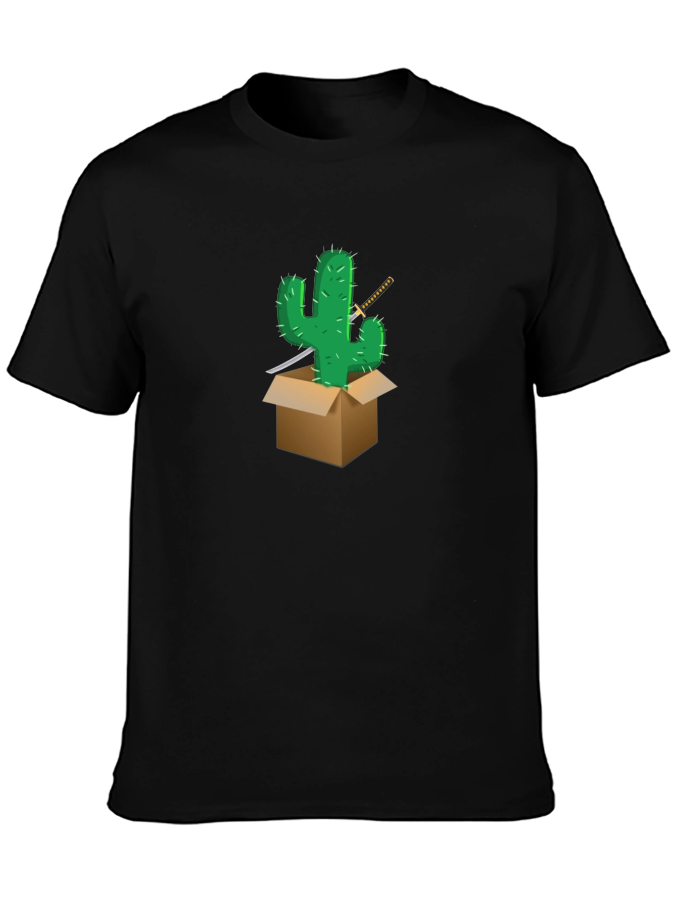 Cactus Samurai Graphic Tee - Black Cotton