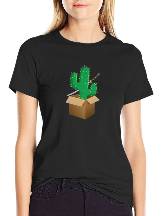 Cactus Samurai Graphic Tee - Black Cotton