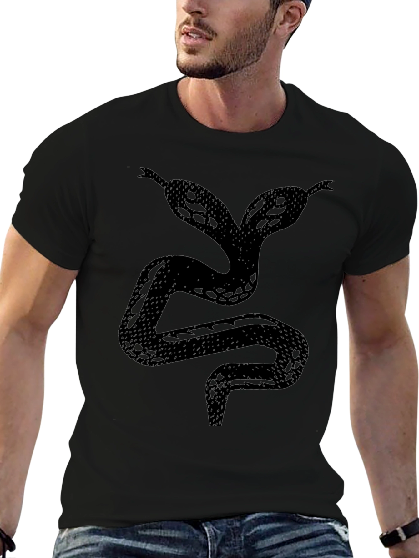 Two-Headed Snake Graphic Tee - Black