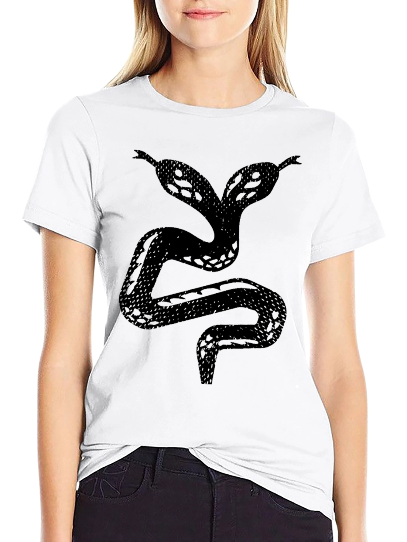 Two-Headed Snake Graphic Tee - Black